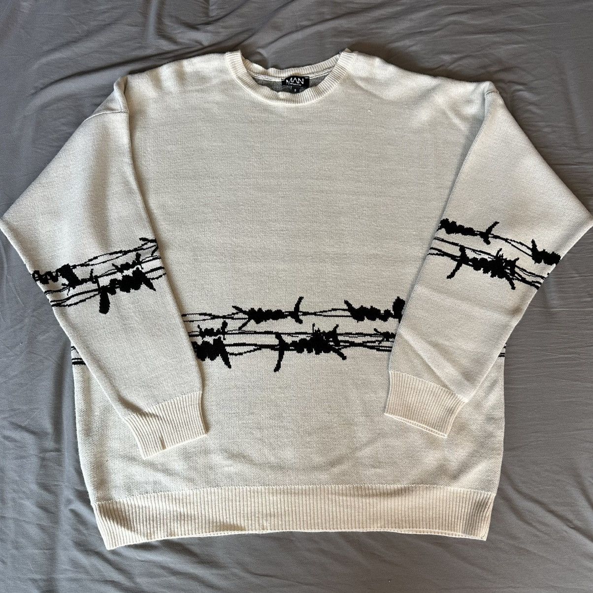 Other Cream Oversized Abstract Knitted Sweater Size US M / EU 48-50 / 2 - 1 Thumbnail