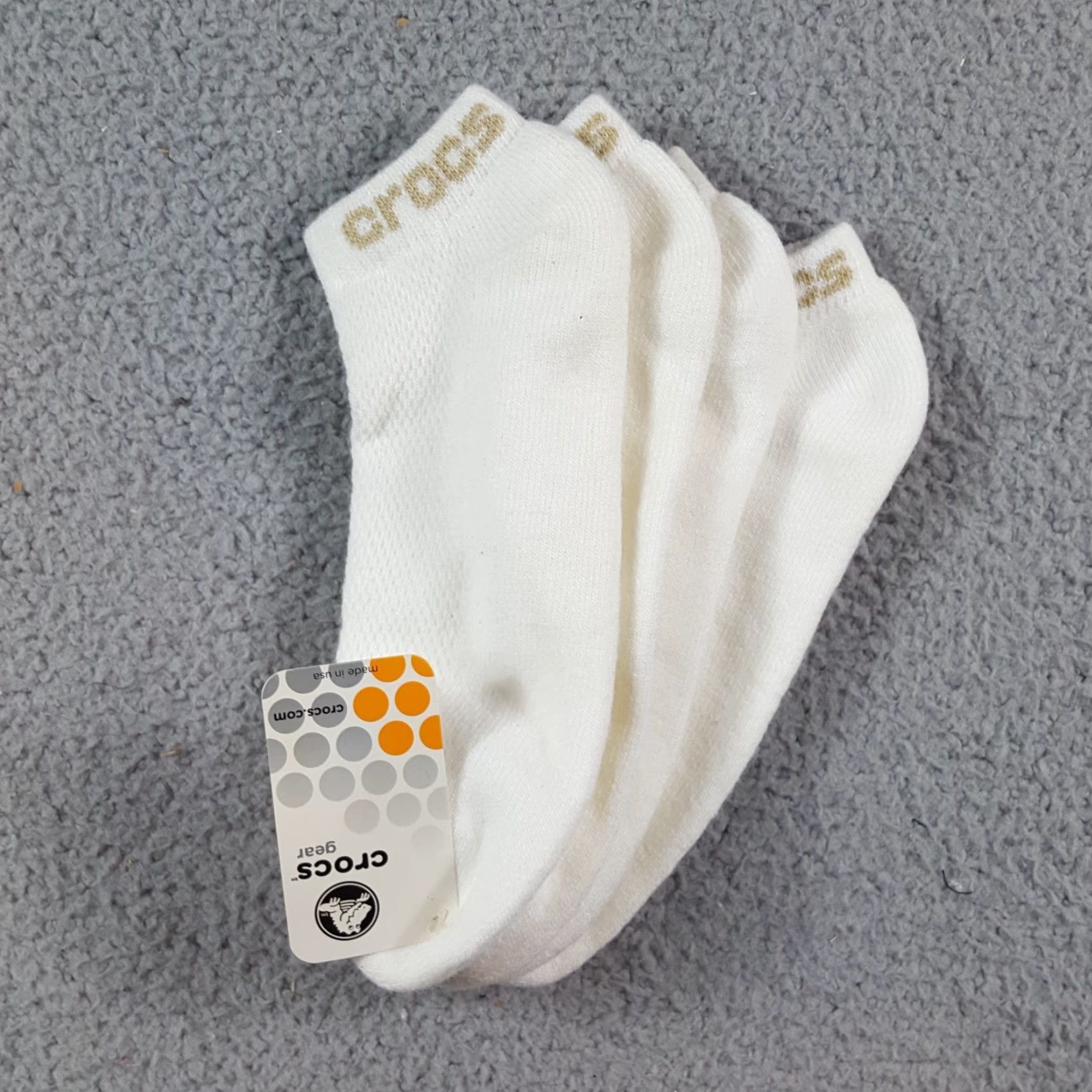 Crocs VINTAGE Crocs Logo Low Cut Ankle Socks 2 Pairs Size 10-13 White Cotton Y2K 2000s Unisex Size ONE SIZE - 3 Thumbnail