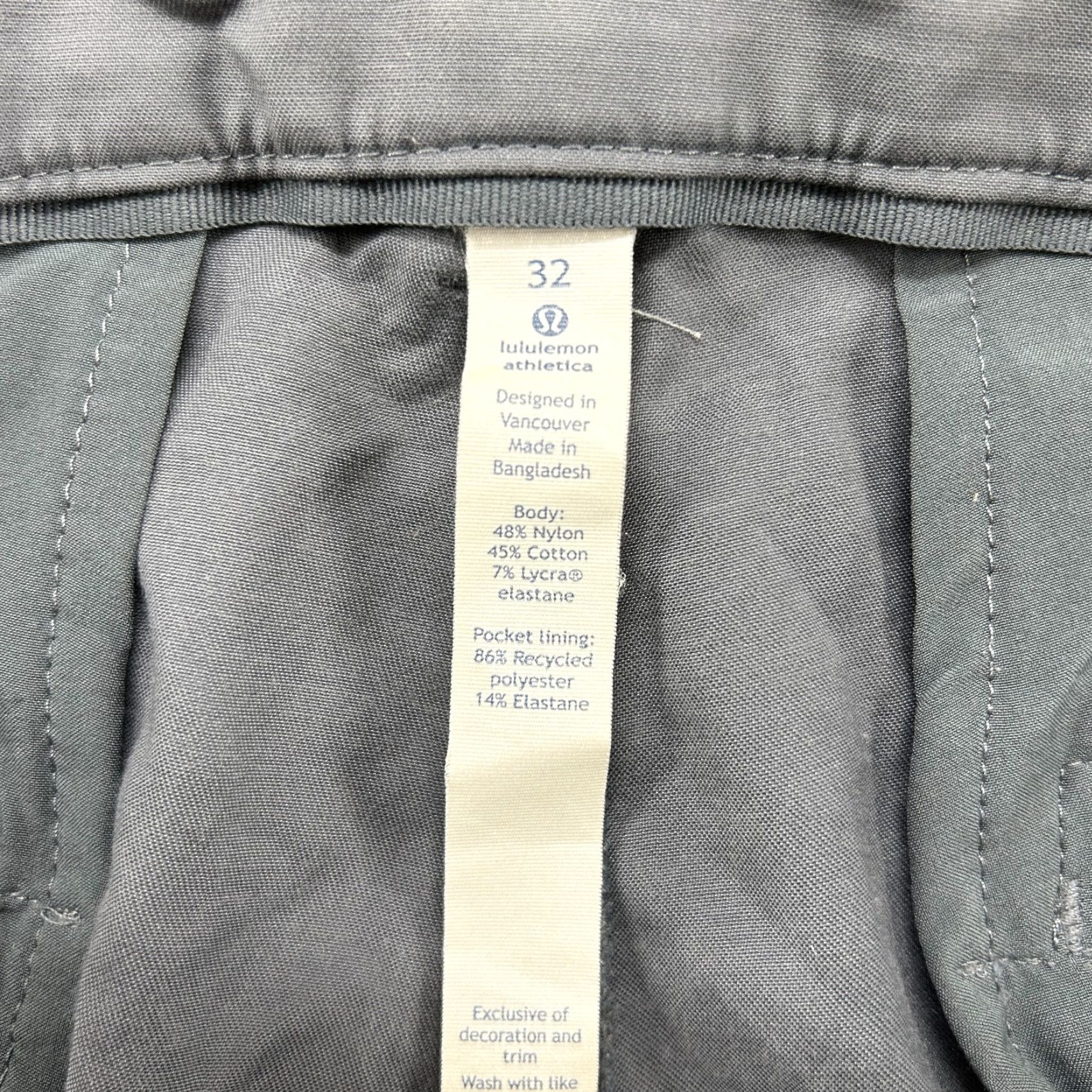 Lululemon Lululemon Pants Mens 32x33 Gray Chino Flat Front Straight Leg Nylon Polyester Pocket 5-Pocket Design For Casual Wear Size US 32 / EU 48 - 3 Thumbnail
