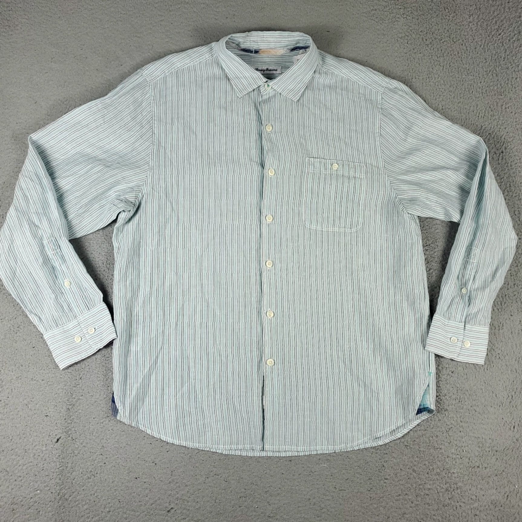 Tommy Bahama Tommy Bahama Shirt Mens Large Blue Striped Linen Blend Button Up Long Sleeve Size US L / EU 52-54 / 3 - 2 Thumbnail