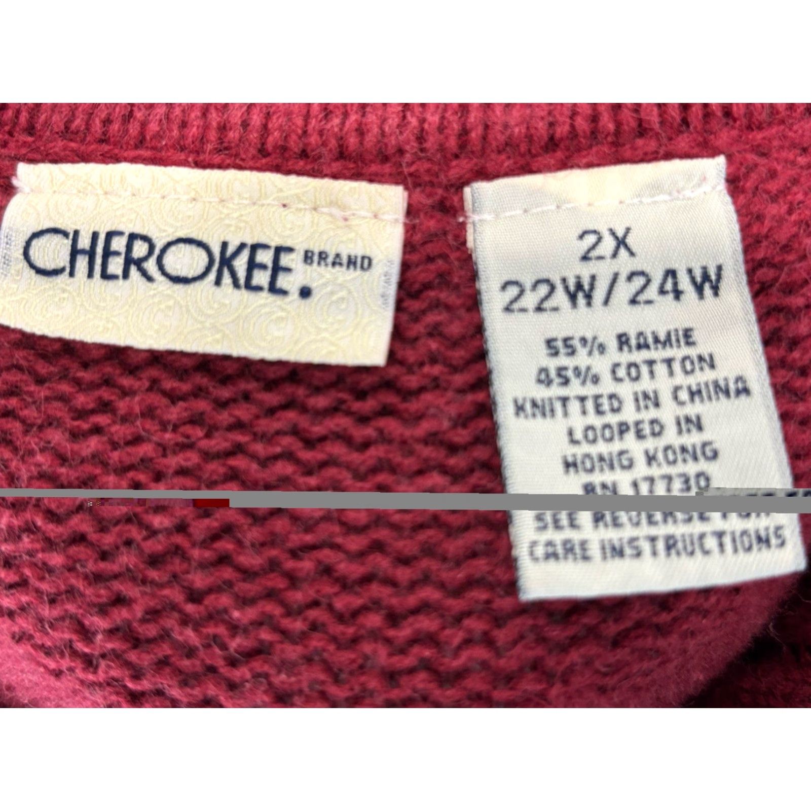 Cherokee VINTAGE Cherokee Cardigan Sweater Ladies 2X Plus Full Zip Floral Embroidered 90s Red Cotton Blend Women’s Size XXL / US 16-18 / IT 52-54 - 7 Thumbnail