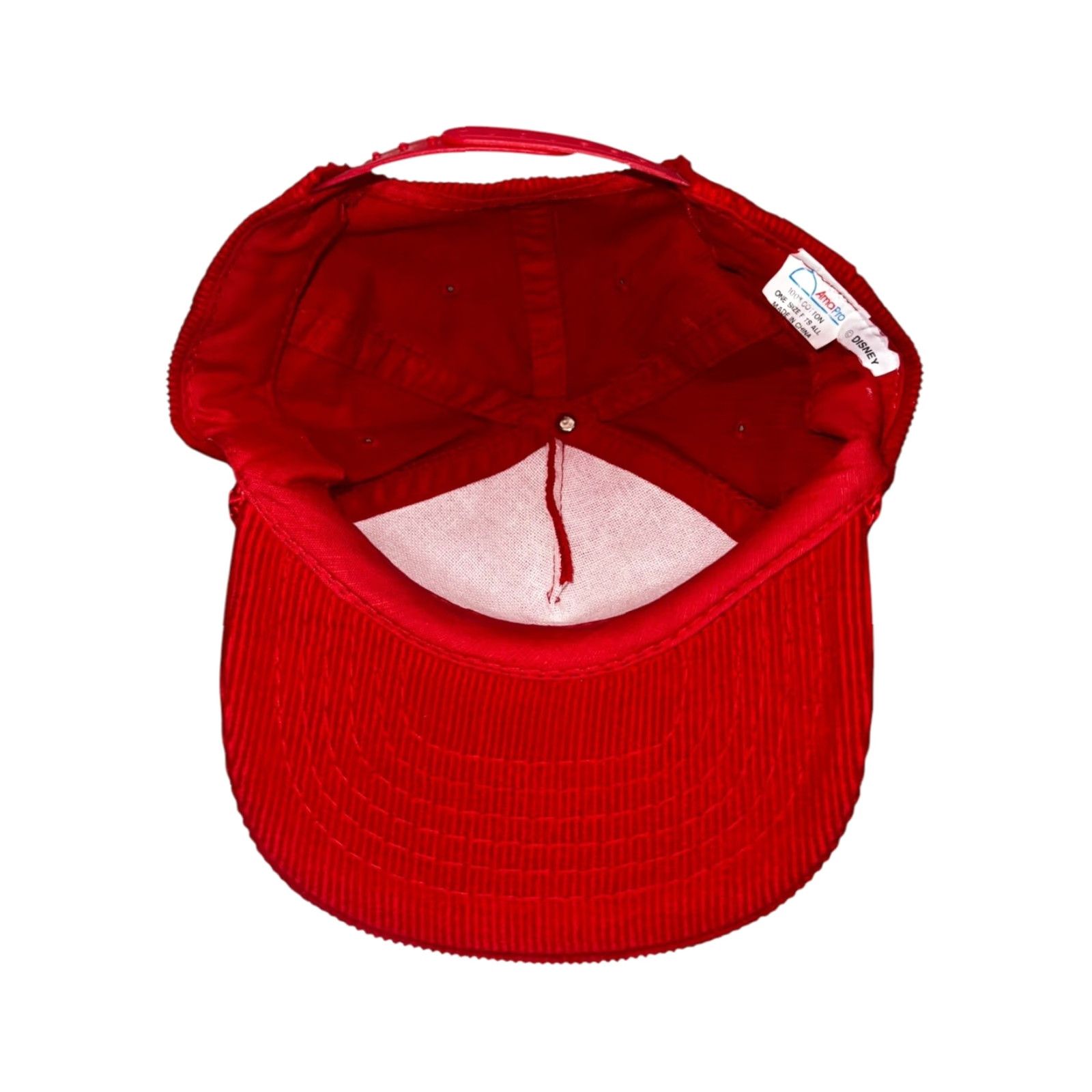 Disney VINTAGE Dick Tracy Hat Disney Corduroy Snapback Mens Cap Movie Promo 1990 Adjustable Red Cotton Corduroy Disney Vintage Men Cap Mens Size ONE SIZE - 6 Thumbnail