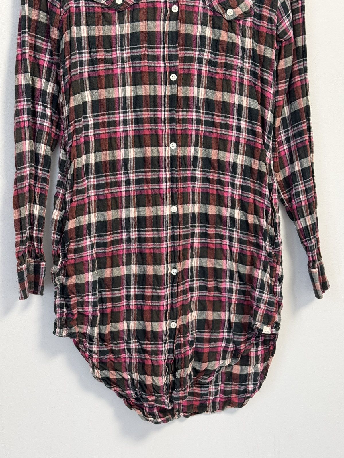 Acne Studios Acne Studios Pink Plaid Flannel Shirt Long Sleeve Size XXS / US 00 / IT 34 - 3 Thumbnail