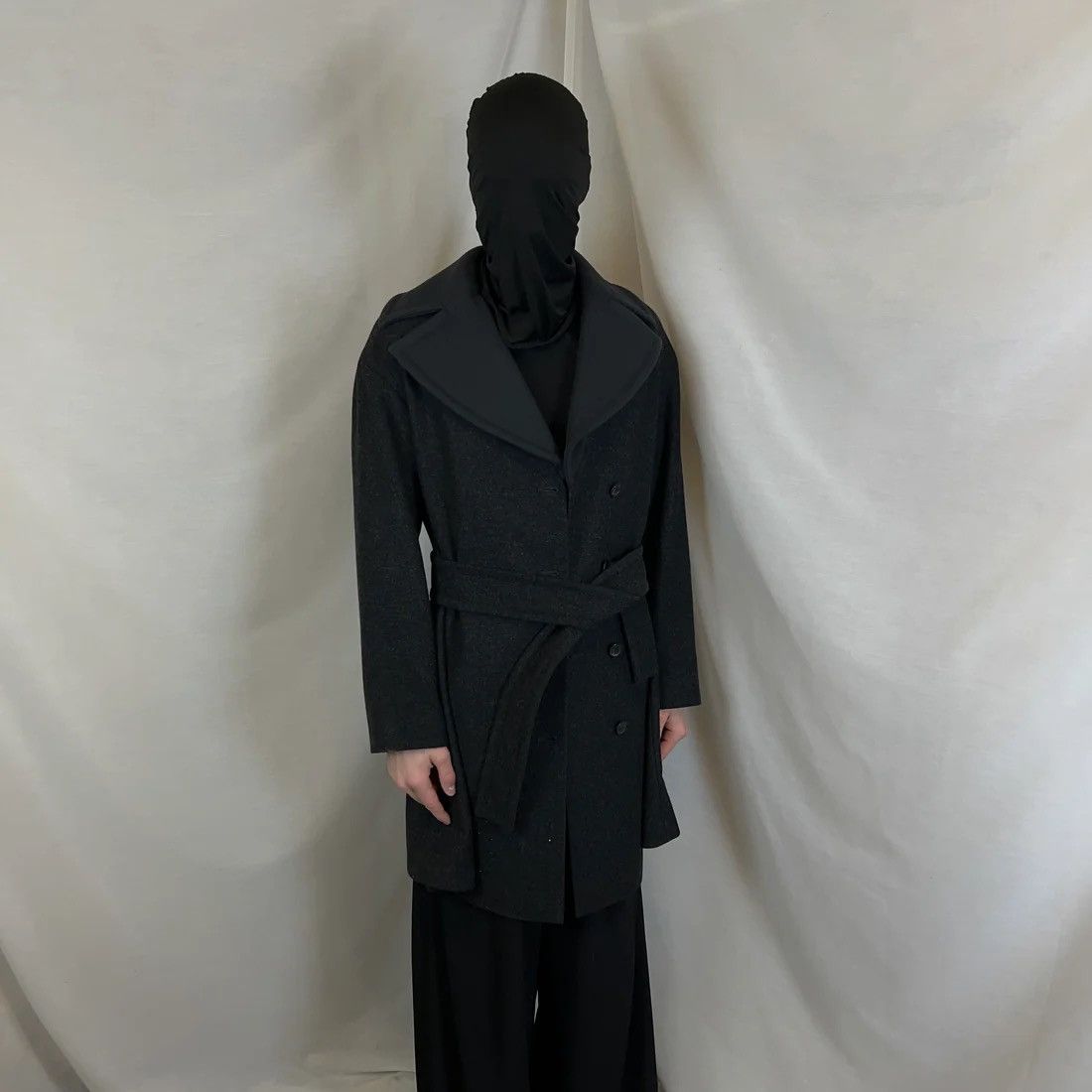 Jil Sander Jil Sander Belted Dual Fabric Wide Lapel Wool Coat Size US S / EU 44-46 / 1 - 2 Thumbnail