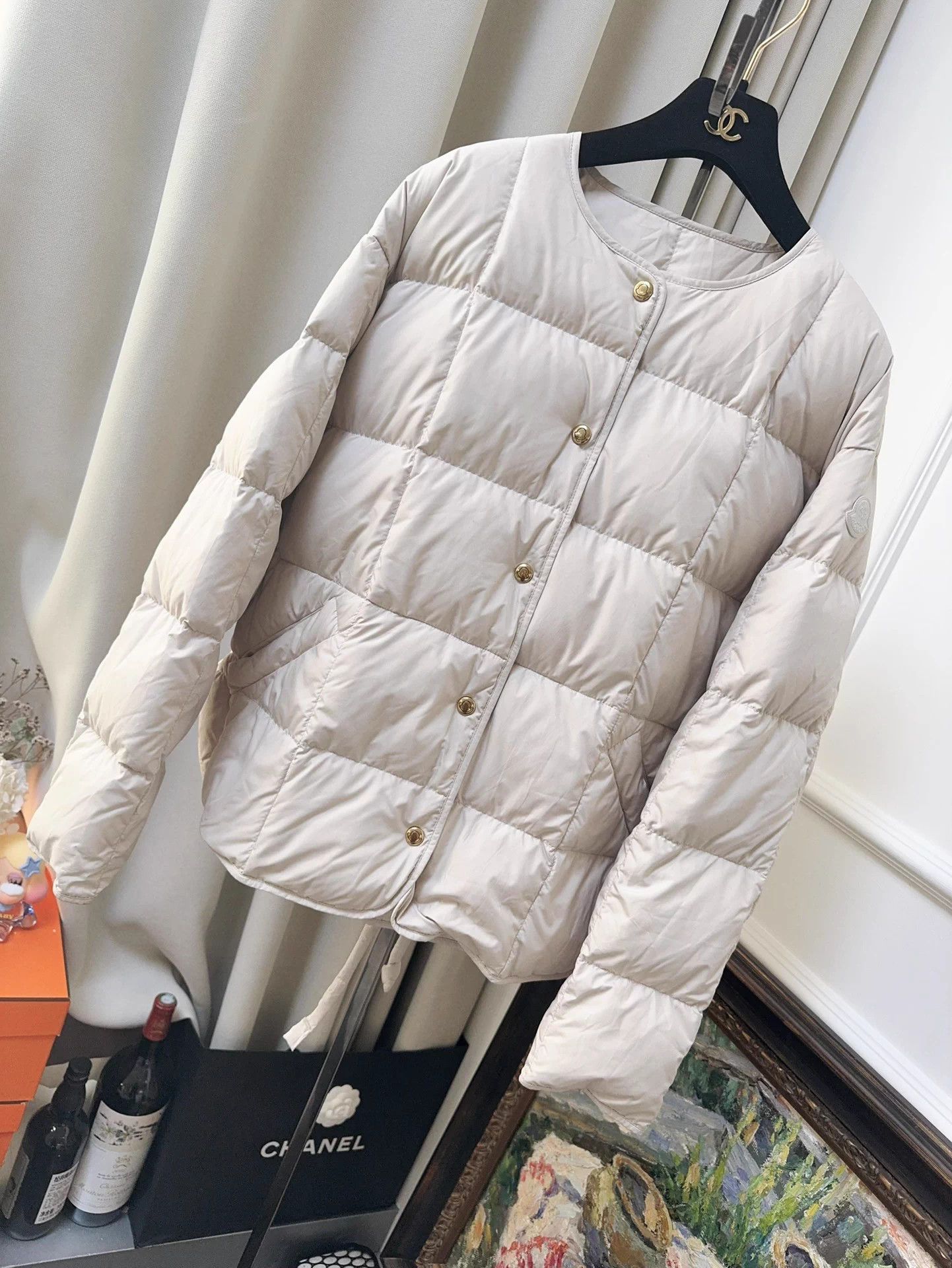 Moncler Moncler Caramagne belted short down jacket cream size 2 Size M / US 6-8 / IT 42-44 - 1 Thumbnail