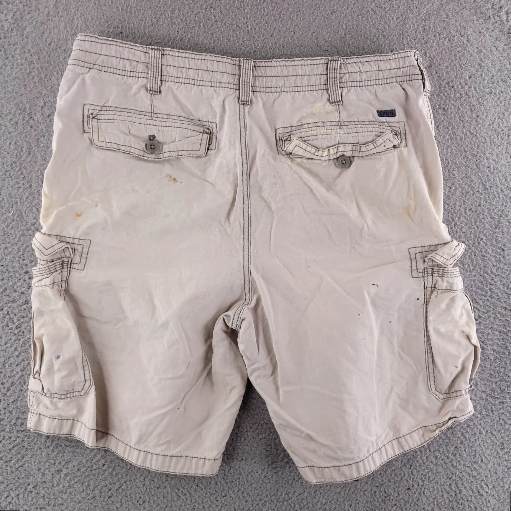 Izod Izod Cargo Shorts Mens 35 Distressed Beige Tan Workwear Cotton Solid M Waist 35 Mens Size US 35 - 7 Thumbnail