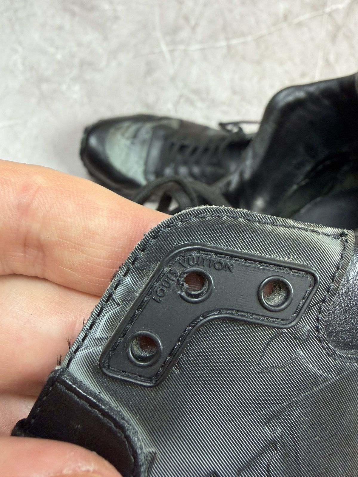 Louis Vuitton Louis Vuitton Run Away Sneaker Black Monogram Leather LV 10 Size US 11 / EU 44 - 23 Thumbnail