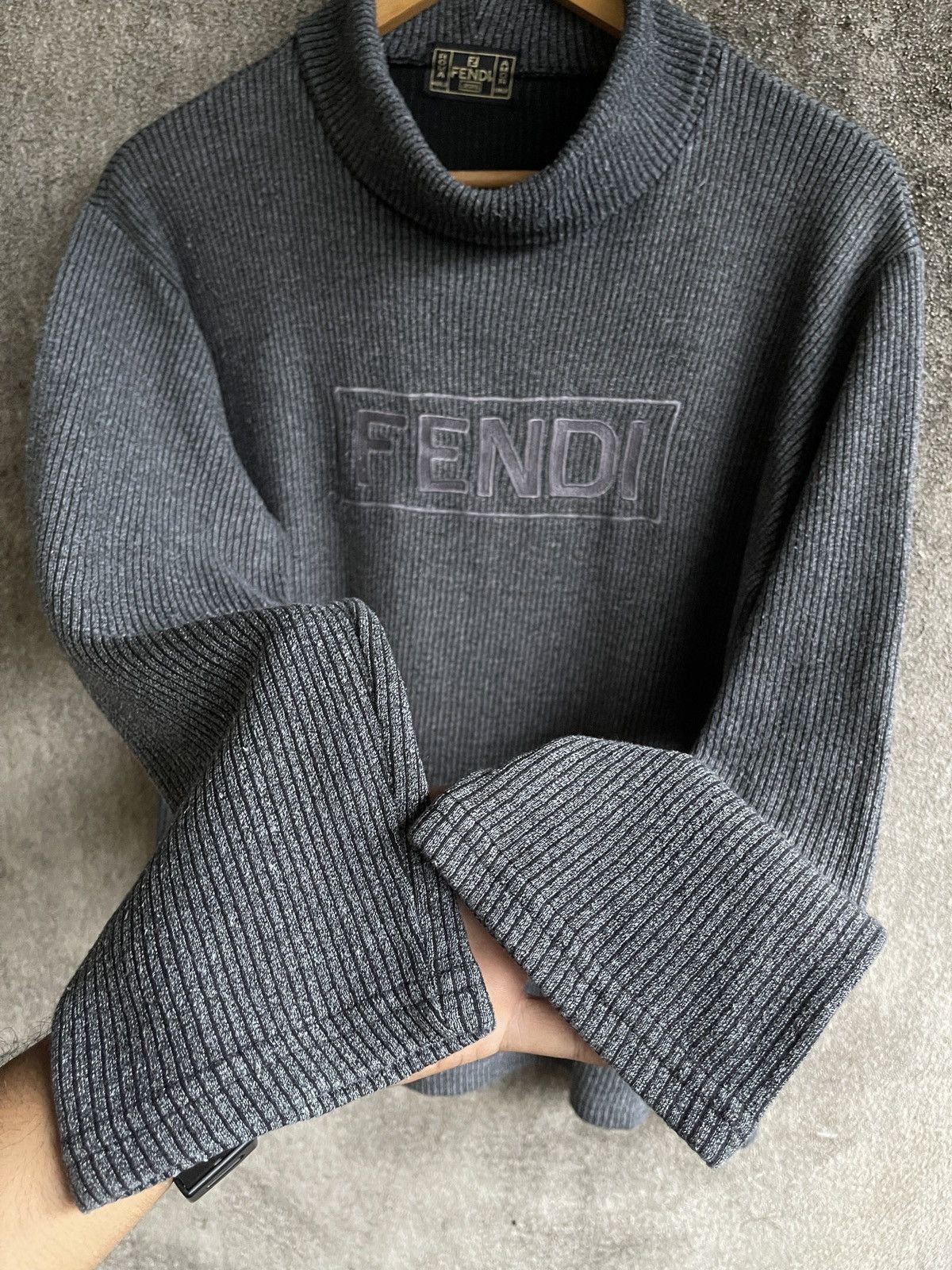 Fendi Vintage 90s🔥FENDI🔥Embroidered Logo Turtle Neck L/S Tee Size US M / EU 48-50 / 2 - 5 Thumbnail