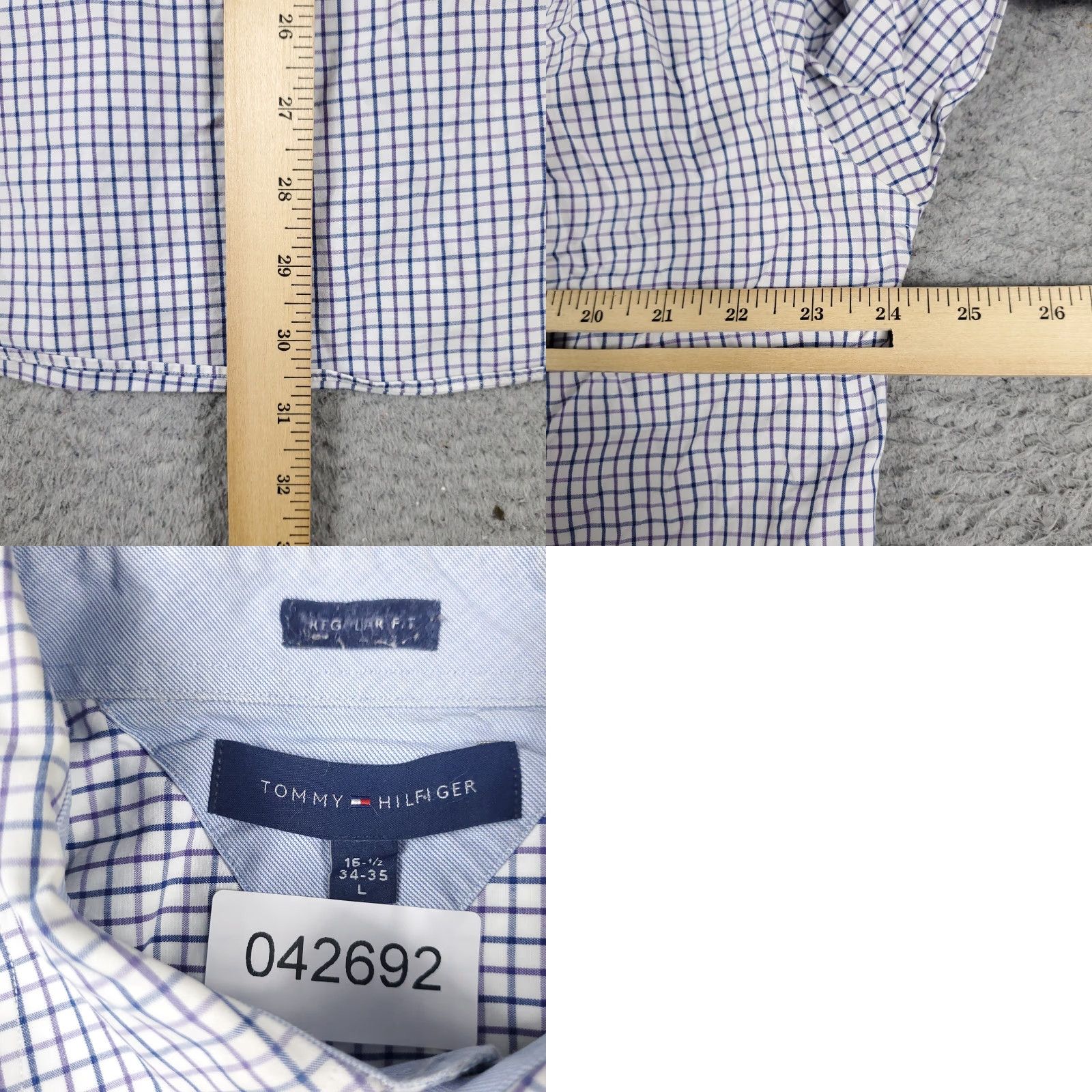 Tommy Hilfiger Tommy Hilfiger Shirt Mens Large Blue Check Casual Button Up Long Sleeve Size US L / EU 52-54 / 3 - 8 Thumbnail