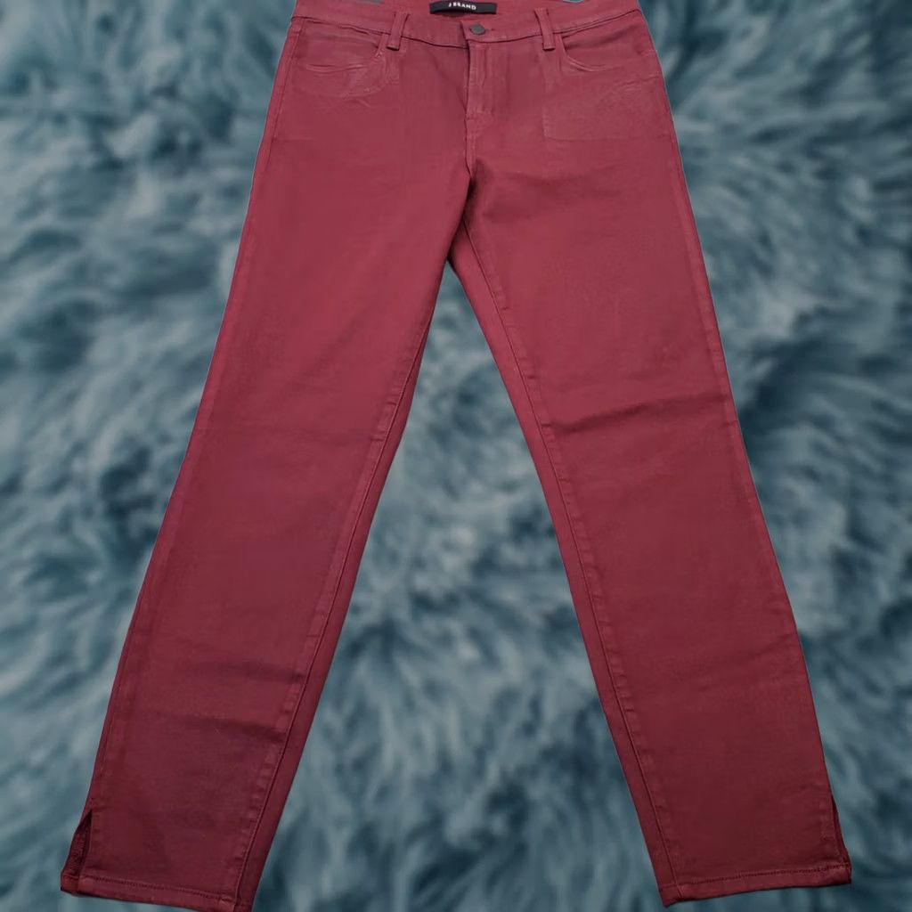 J Brand J Brand Skinny Jeans Burgundy Womens 30 Denim Flat Front Ankle Slit Streetwear Size 30 Womens Jeans Urban Streetwear Burgundy Size 30" / US 8 / IT 44 - 1 Thumbnail