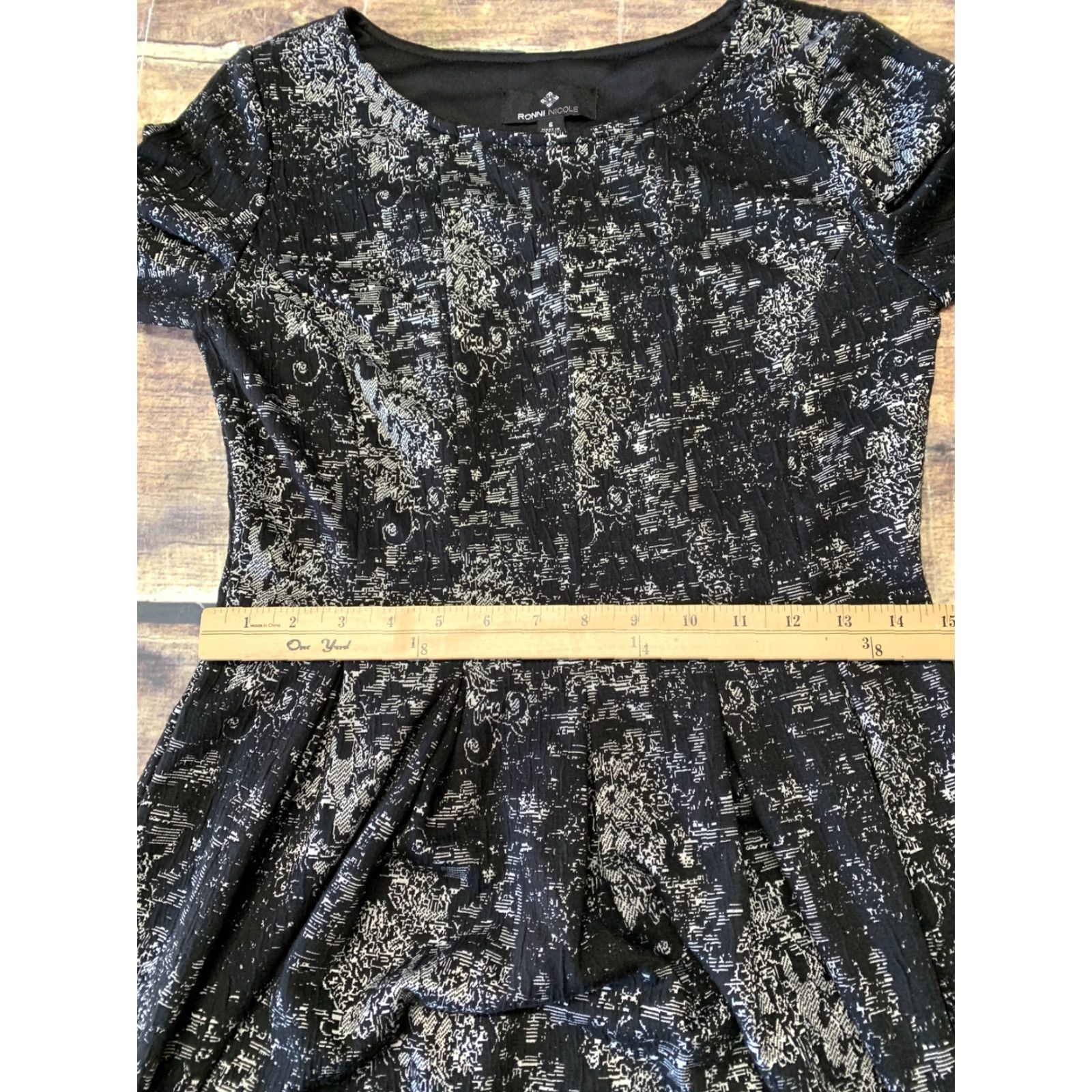Vintage Ronni Nicole Dress 6 Black White Short Sleeve Pullover Knee Length Raglan Sleeve Round Neck Womens Size M / US 6-8 / IT 42-44 - 7 Thumbnail