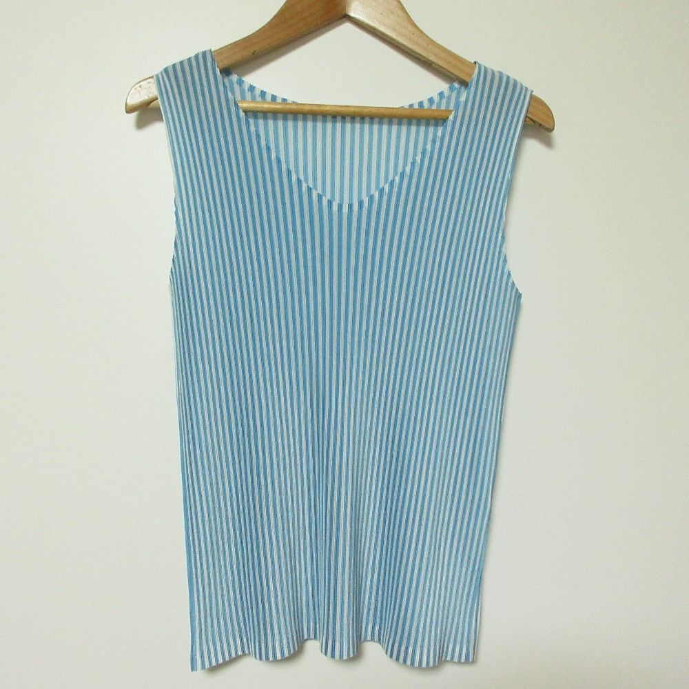 Issey Miyake Issey Miyake Pleats Please Issey Miyake Stripe Sleeveless Top Textile Tops PP51FK313 DUTY FREE for USA Size ONE SIZE - 1 Thumbnail