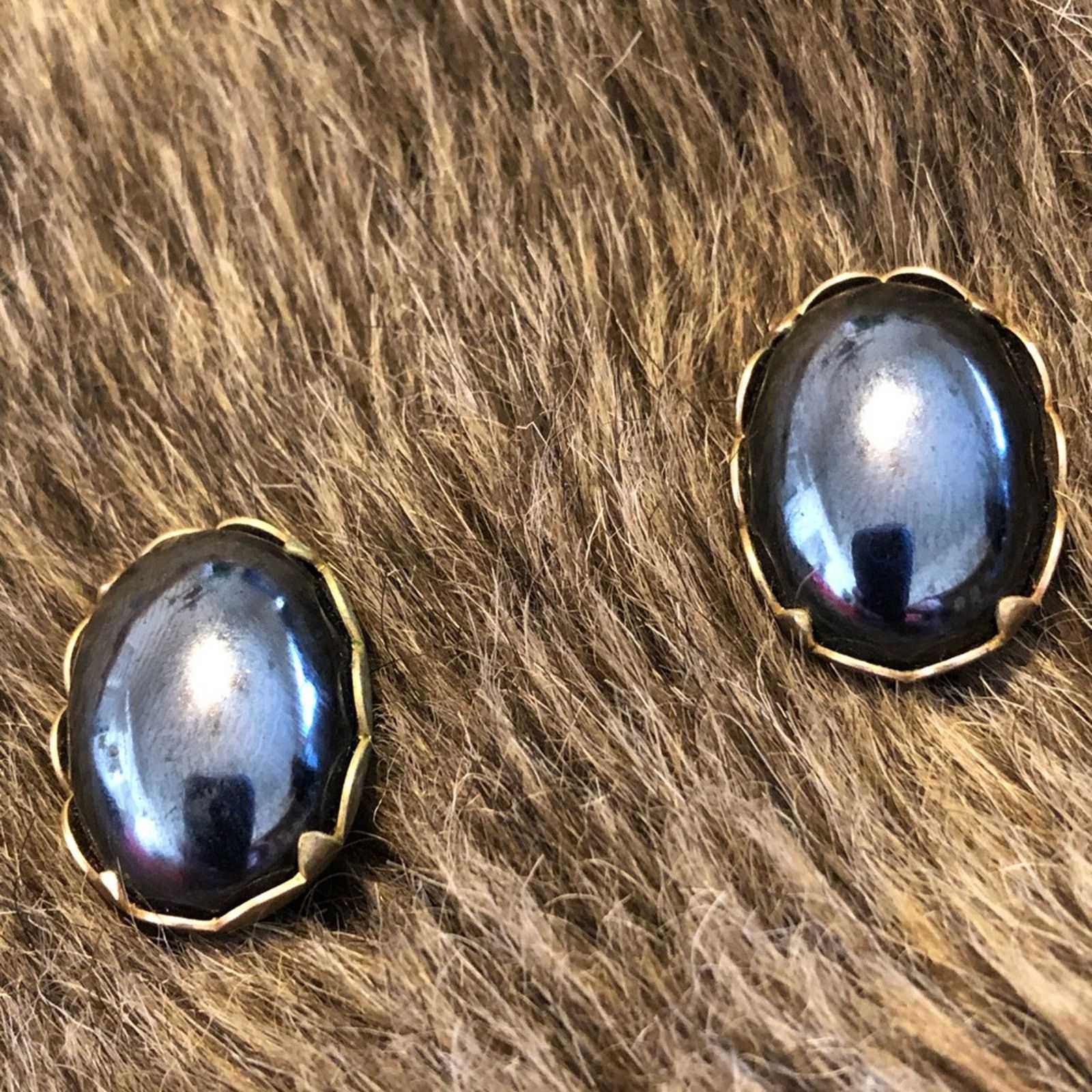 Vintage Vintage 60s-70s cabochon hematite clip earrings Size ONE SIZE - 1 Thumbnail