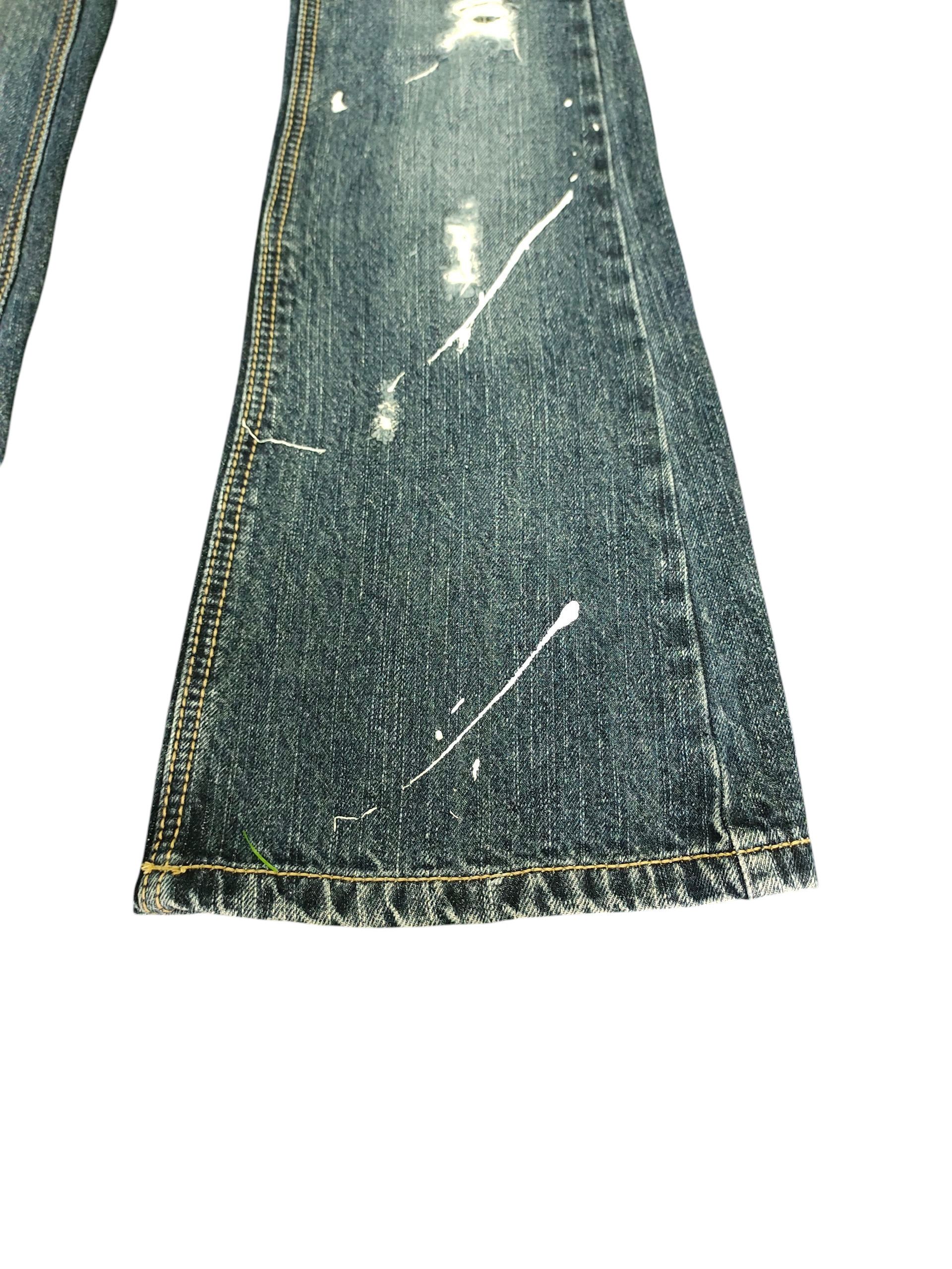 Flare Jeans Elvence Painted Distress Denim Bootcut Low Rise