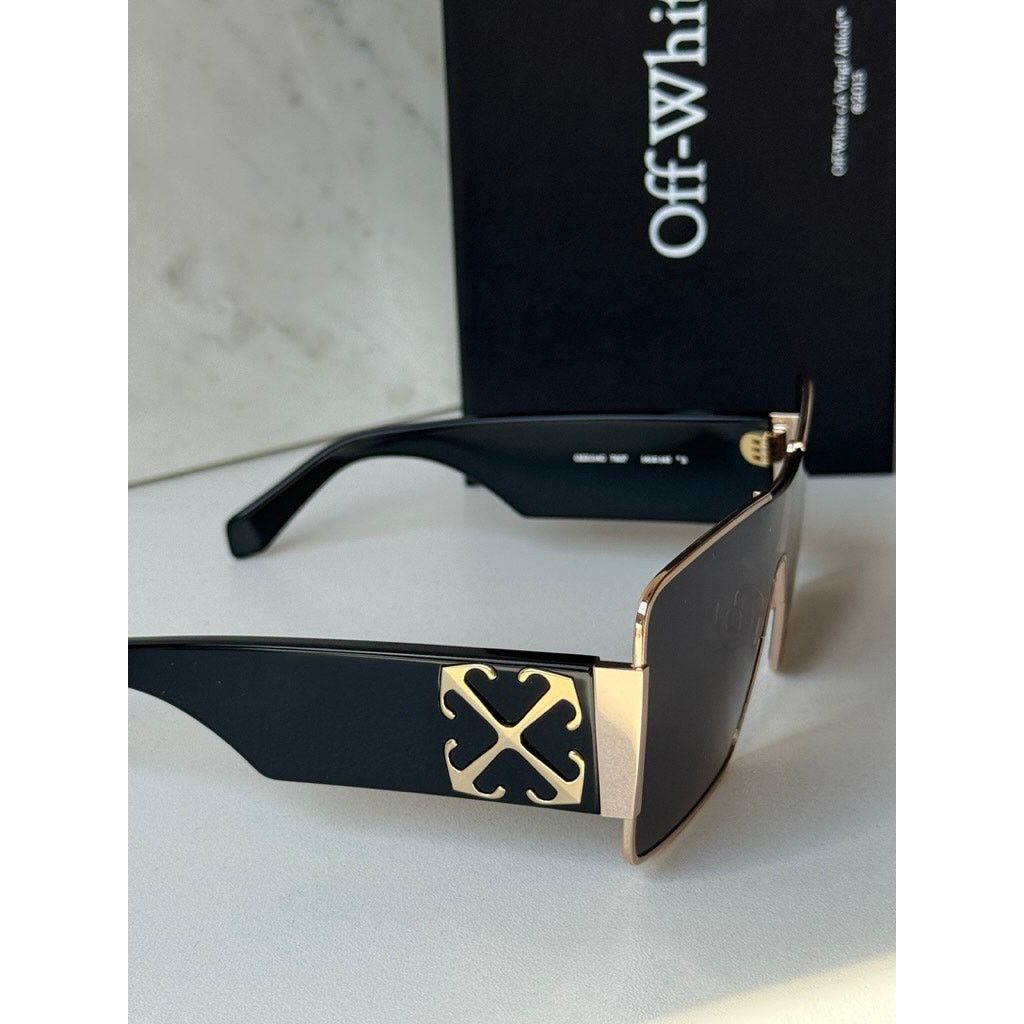 Off-White NEW Off White Aspen Metal Unisex Sunglasses in Gold Grey Size ONE SIZE - 5 Thumbnail