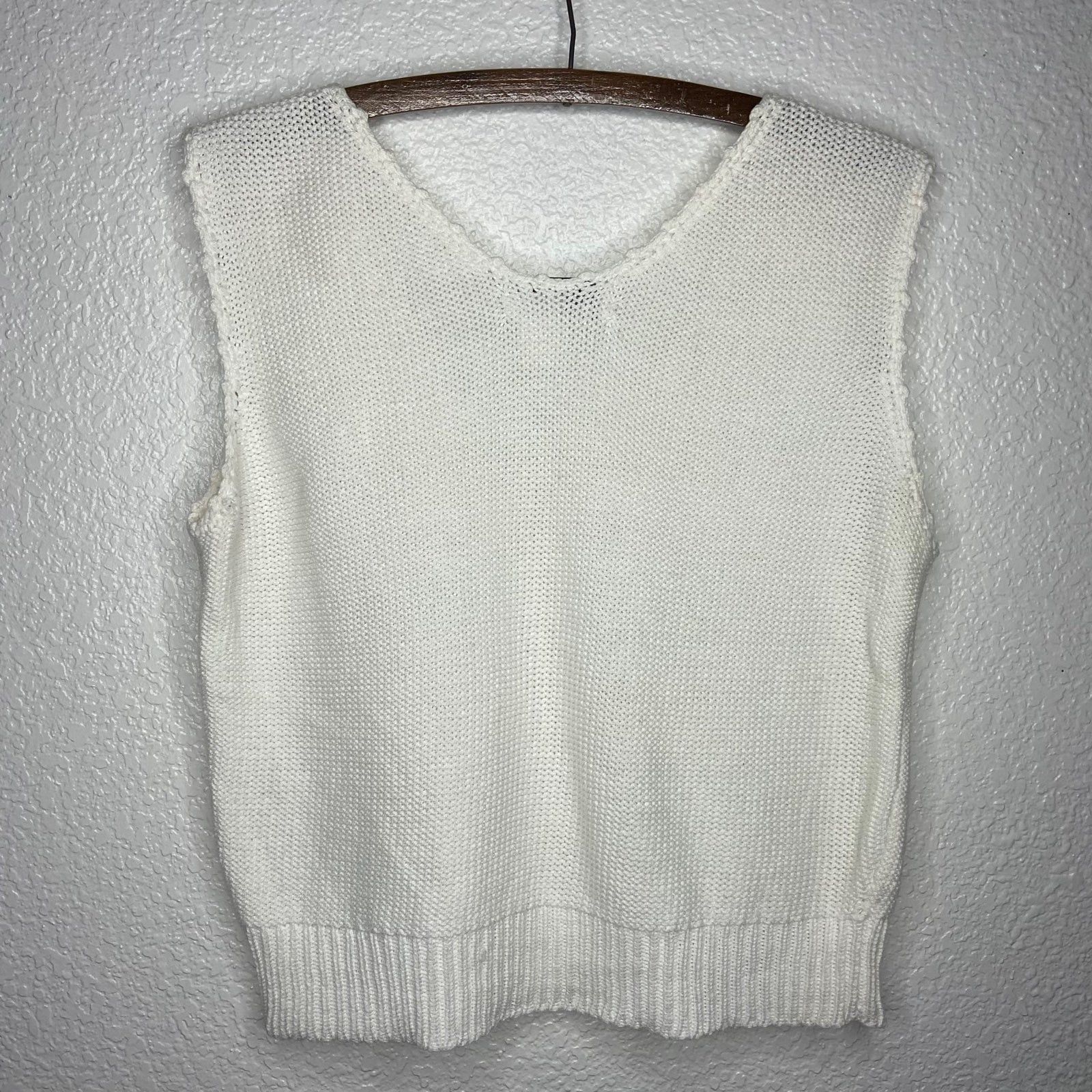 Vintage Vintage J.D. Sport New York Cream Knit Sweater Tank Top Size L / US 10 / IT 46 - 4 Thumbnail