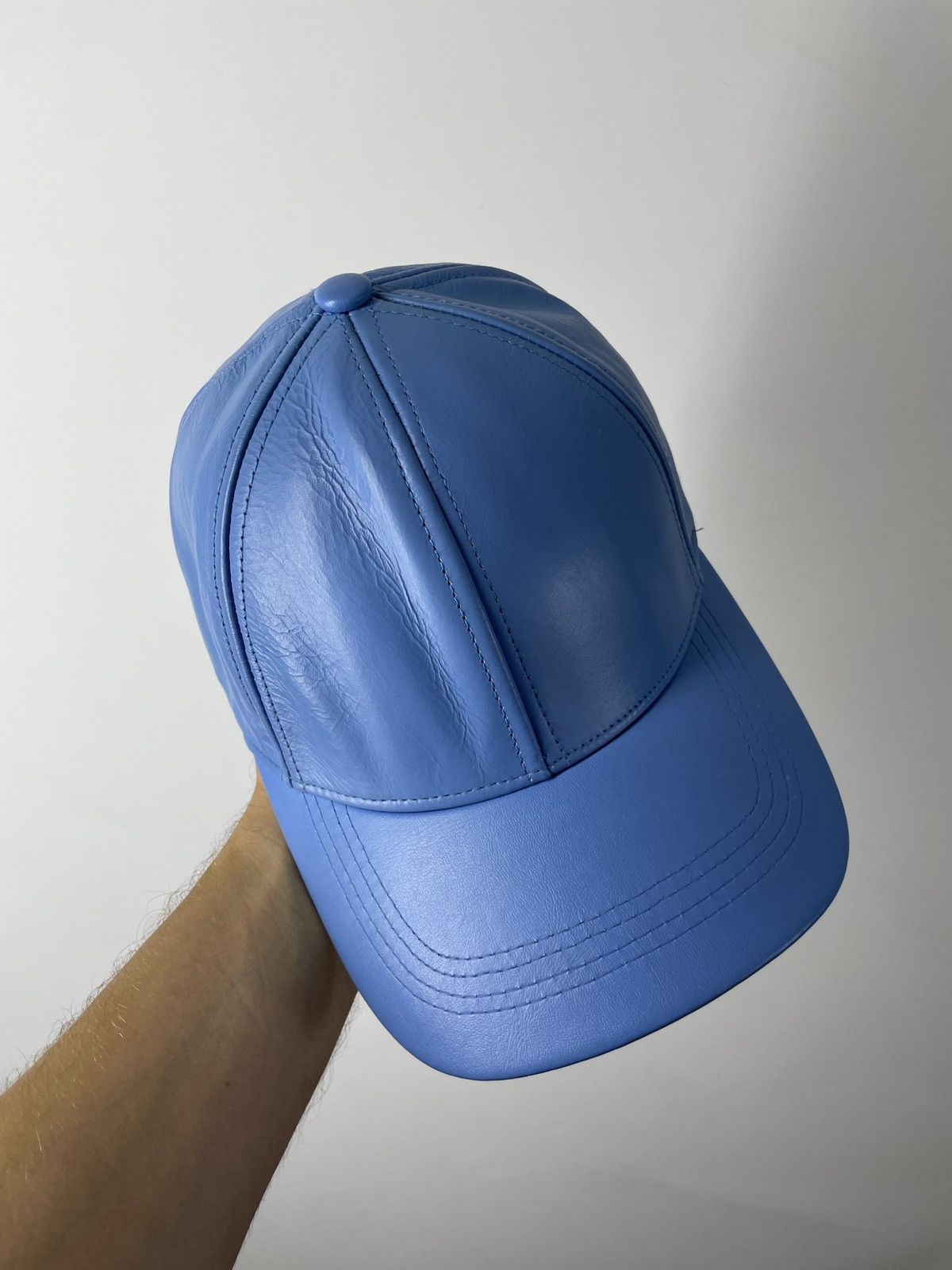Genuine Leather Genuine Leather Vintage leather cap blue Size ONE SIZE - 3 Thumbnail