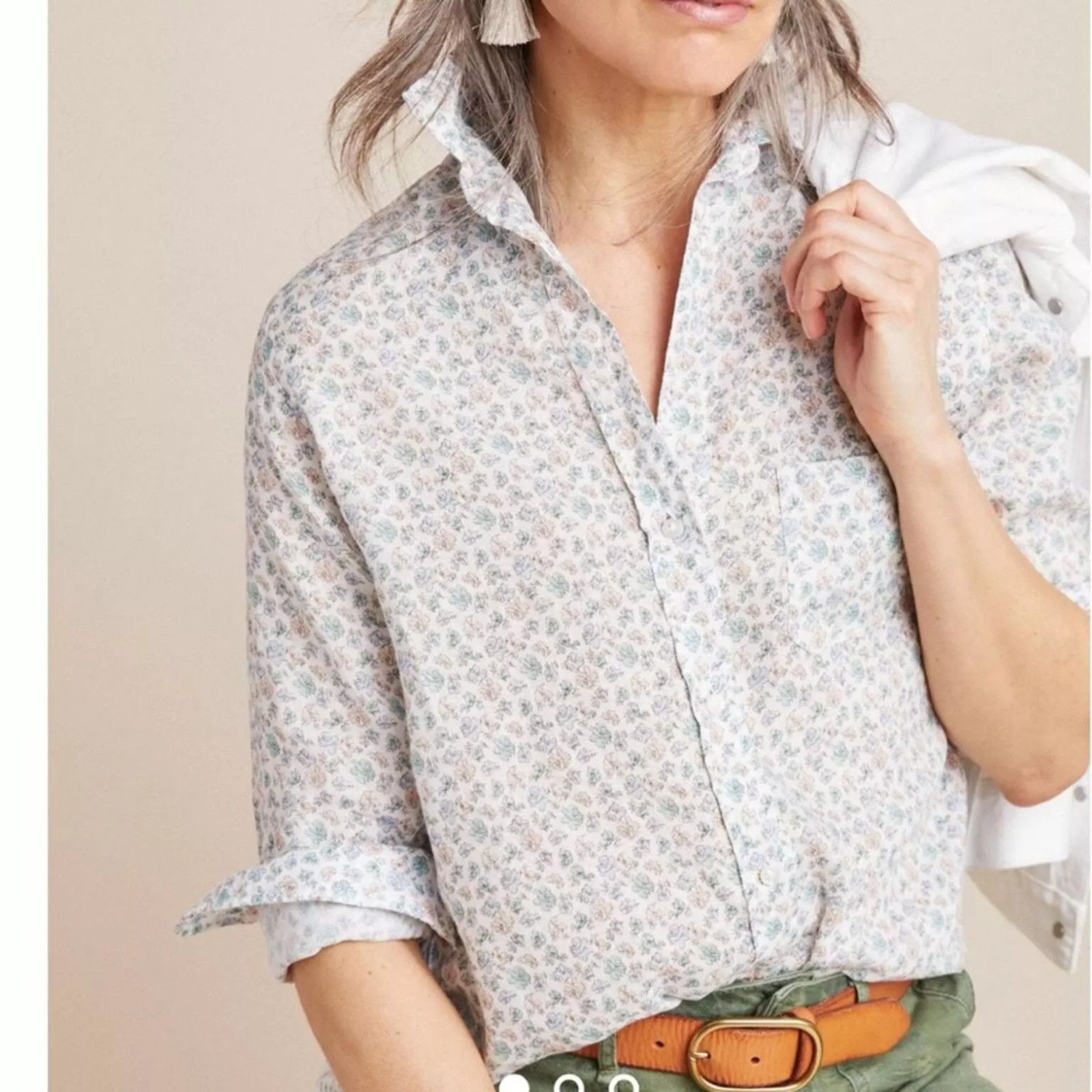 Designer Grayson The HERO Anthropologie Linen Button up shirt Floral Size S / US 4 / IT 40 - 1 Thumbnail
