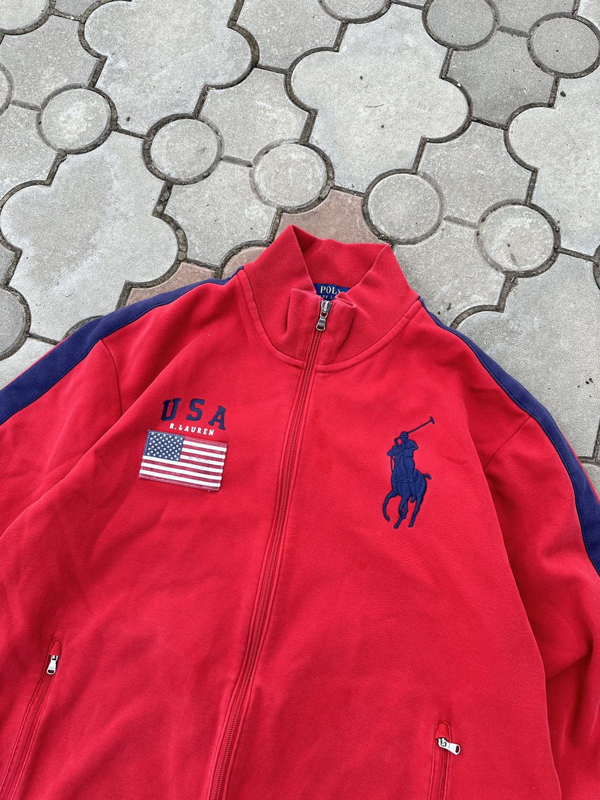 Polo Ralph Lauren × Vintage Vintage Polo Ralph Lauren USA Zip Hoodie Chief Keef Size US XL / EU 56 / 4 - 3 Thumbnail