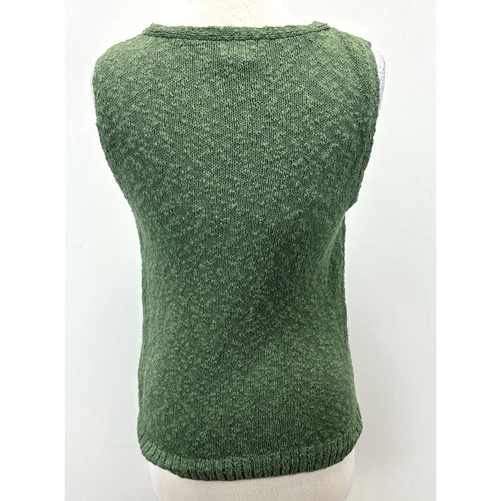 J.Crew J.CREW Knit Slub Sleeveless Sweater Women’s L Green Coastal Lagenlook V-Neck Pullover Boucle Knit Regular Size Size L / US 10 / IT 46 - 3 Thumbnail