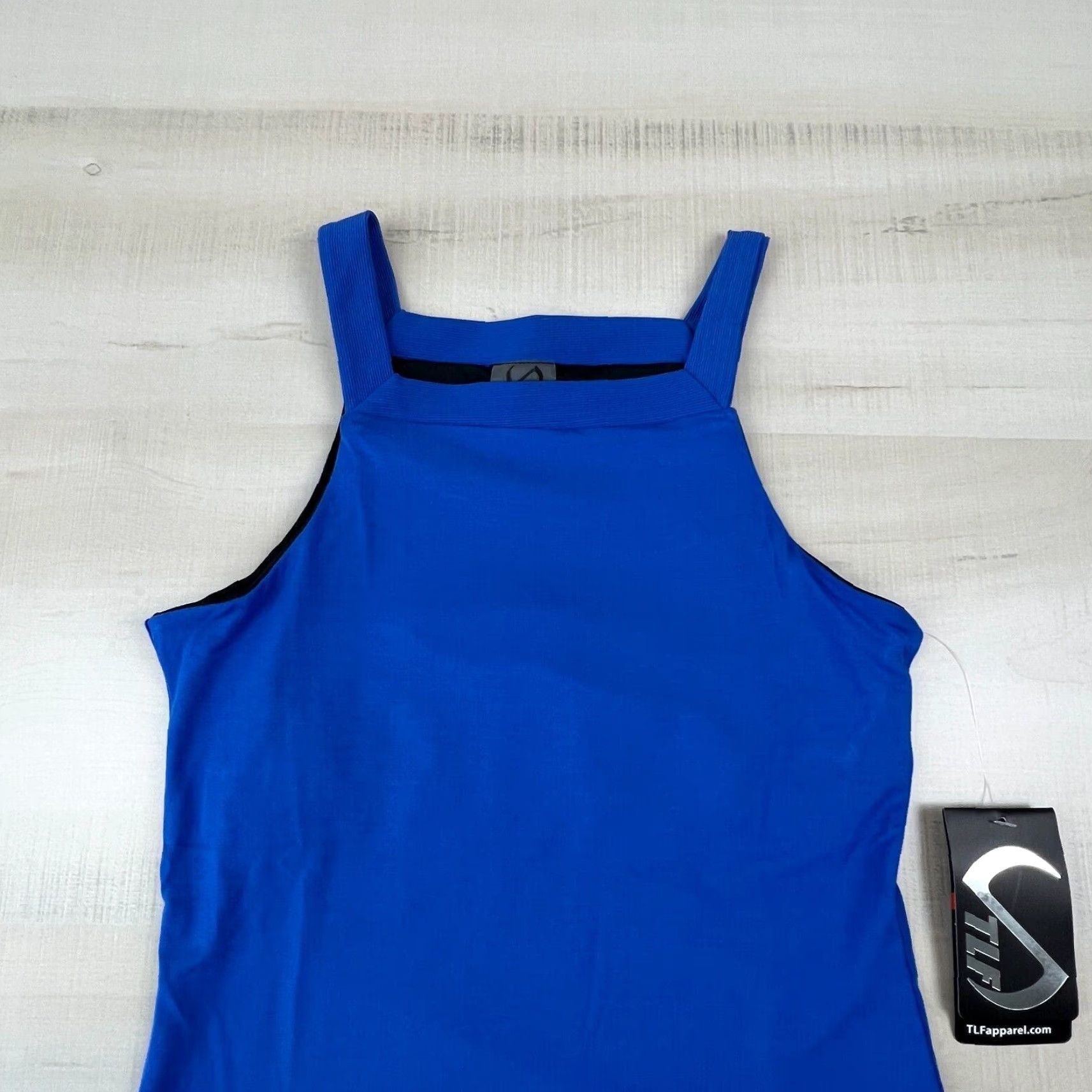 Vintage TLF Women's Athletic Tank Top XS Blue Built-In Bra Yoga Activewear Sleeveless Square Neck Mens Size XS / US 0-2 / IT 36-38 - 2 Thumbnail