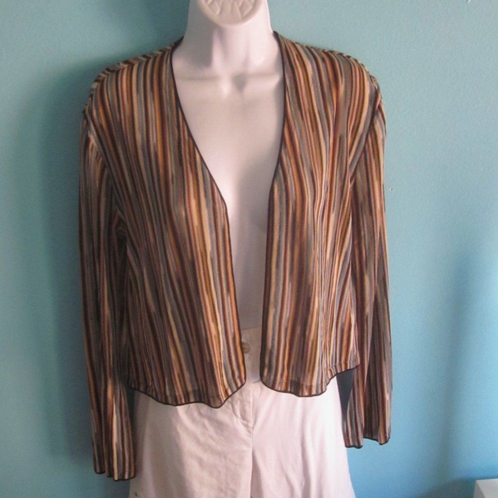 Zanella Zanella Womens Striped Open Front Crop Cardigan Size XL Size L / US 10 / IT 46 - 7 Thumbnail