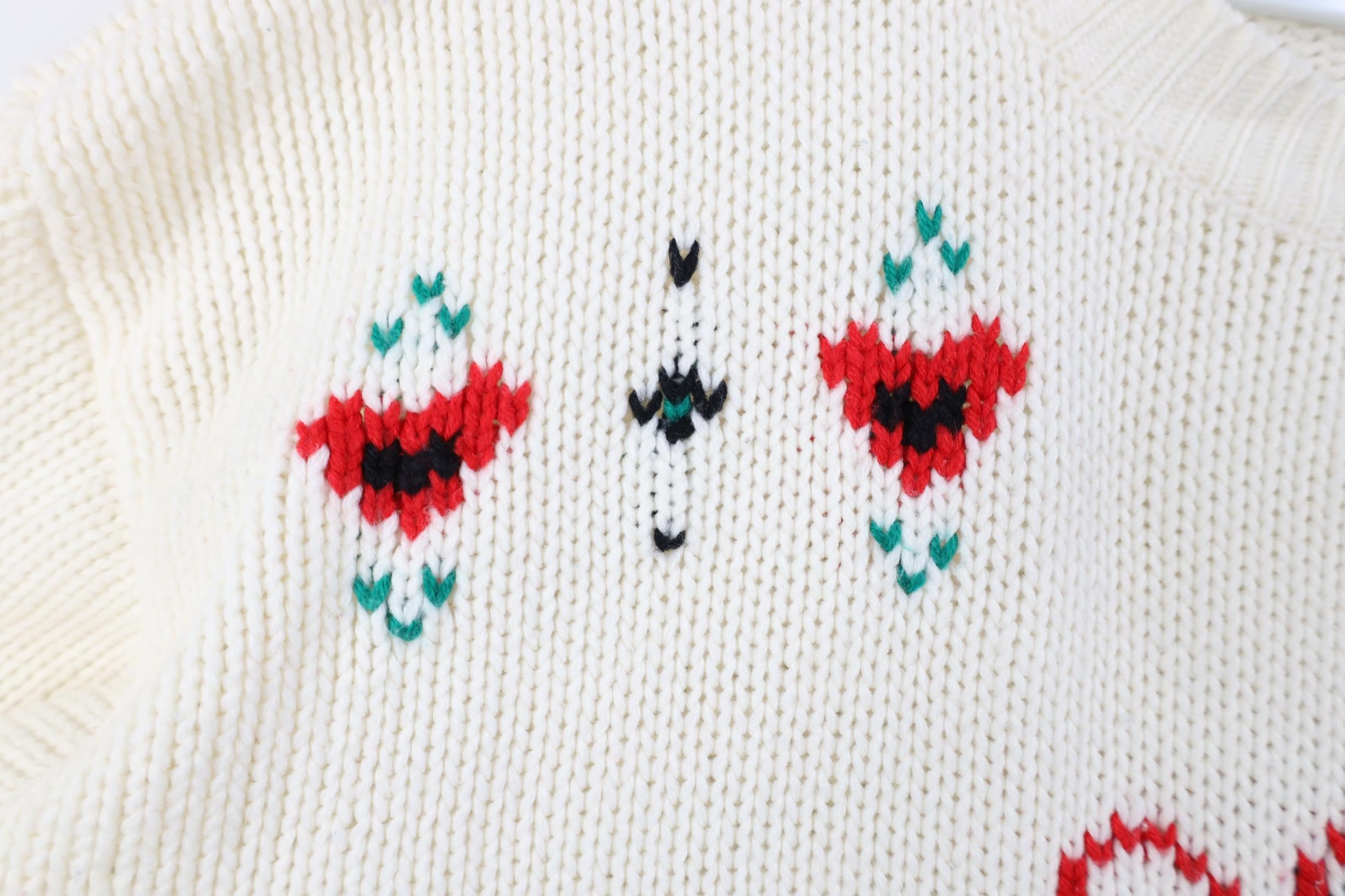 Vintage Vintage 80s 90s Abstract Dog Flower Heart Ribbed Sweater Size L / US 10 / IT 46 - 5 Thumbnail