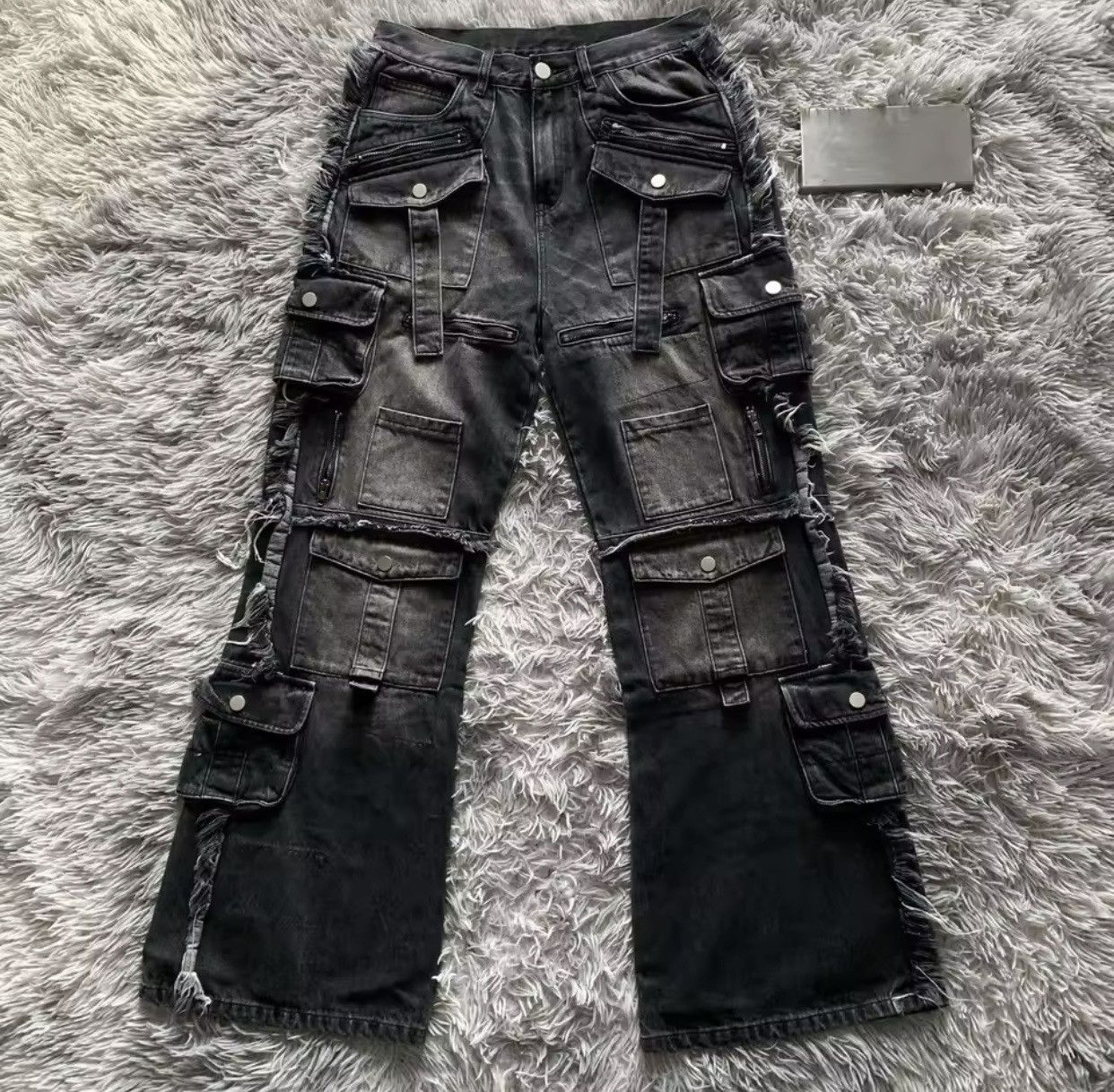 New Heavy Industry Punk Multi-Pocket Harajuku Washed Jeans