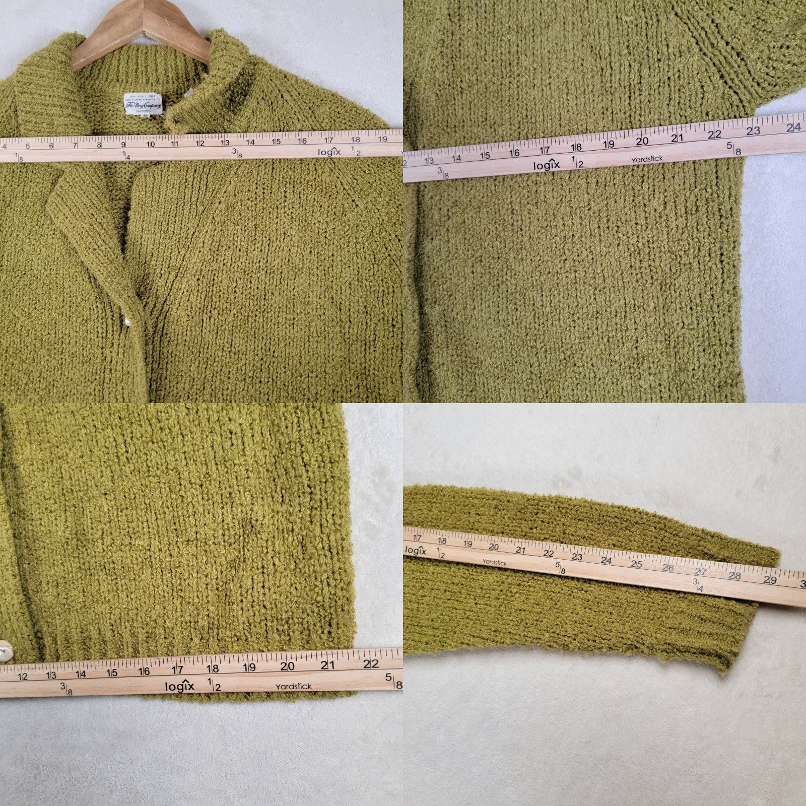 Vintage VINTAGE The May Company Cardigan Women’s Sweater L Green Heather Designers Originals Long Sleeve V-Neck Knit Heavy Knit Winter Fall Spring Womens Size L / US 10 / IT 46 - 8 Thumbnail