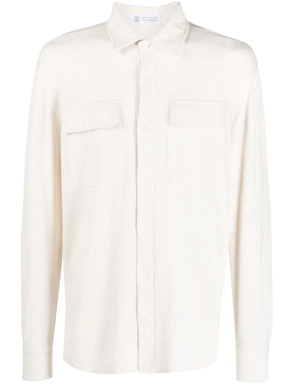 Brunello Cucinelli o1y0526 Solid Color Shirt in Ivory Size US XXS / EU 40 - 1 Thumbnail
