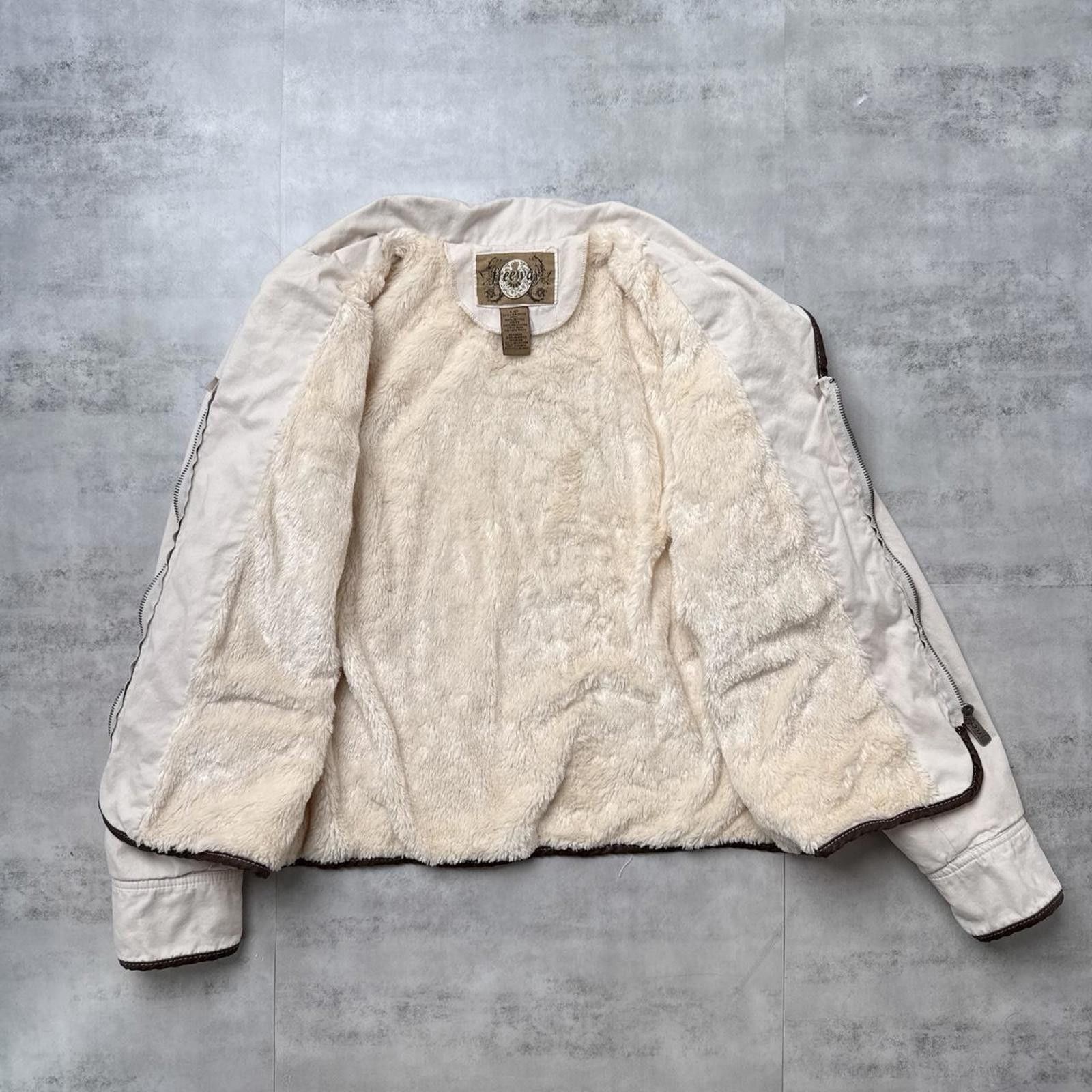 Other Y2K Freeway 00s Grunge Fur Jacket Flower Embroidered Size L / US 10 / IT 46 - 6 Thumbnail