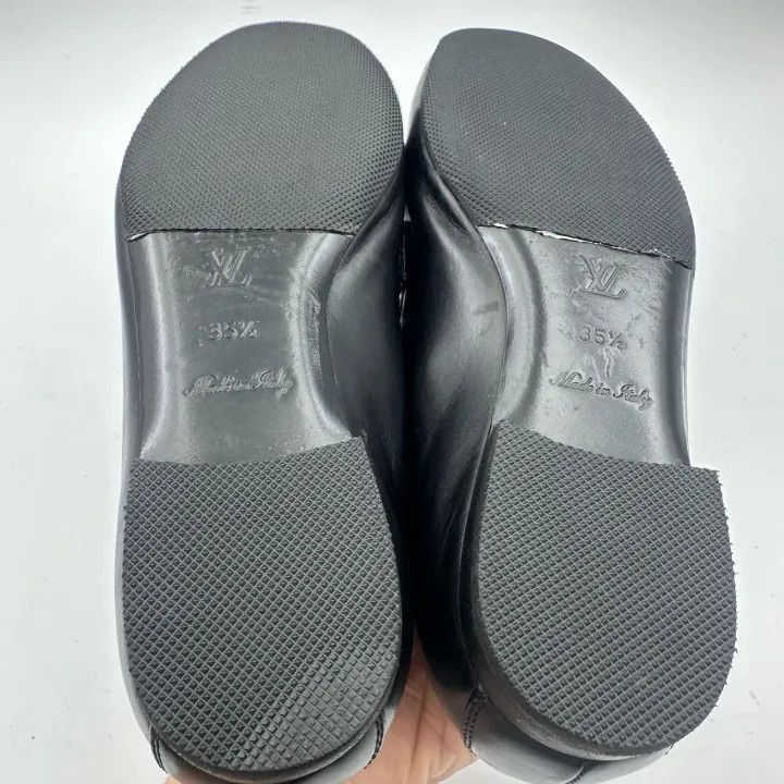 Louis Vuitton Louis Vuitton Black Leather Flat Slip-On Shoes -2508 Size US 6 / IT 36 - 6 Thumbnail