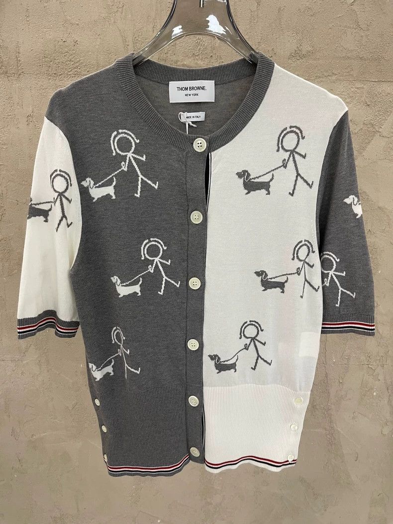 Thom Browne Thom Browne size1 Gray and white striped dog walking man kn Size US S / EU 44-46 / 1 - 5 Thumbnail