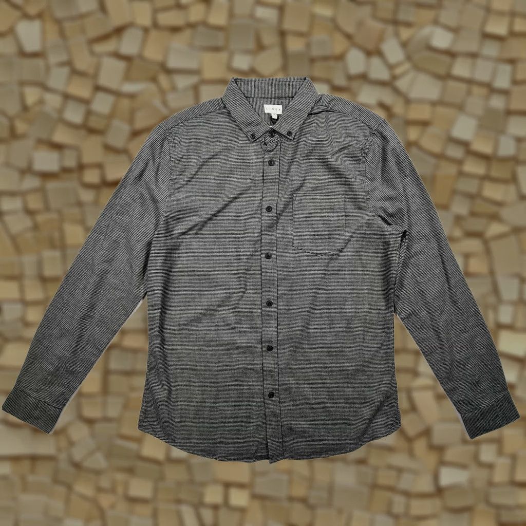 Vintage Linea Shirt Mens M Grey Puppy Tooth Long Sleeve Cotton Button Size US M / EU 48-50 / 2 - 1 Thumbnail
