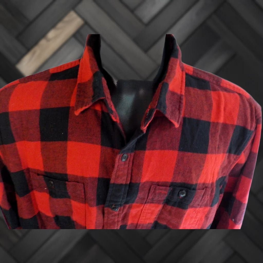 Gap GAP Men’s Standard Fit Flannel Shirt XL Red/Black Buffalo Plaid Cotton Button-Up Long Sleeve Mens Size US XL / EU 56 / 4 - 1 Thumbnail