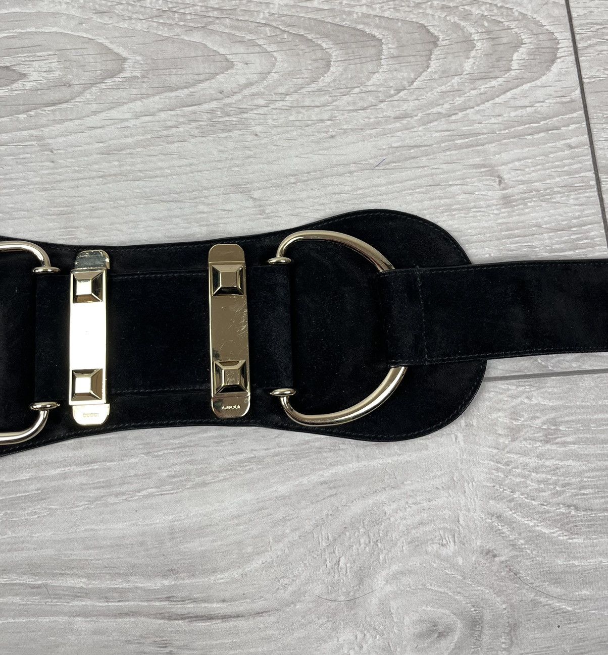 Gucci Gucci Tom Ford Black Suede Big Buckle Waist Belt Size ONE SIZE - 11 Thumbnail