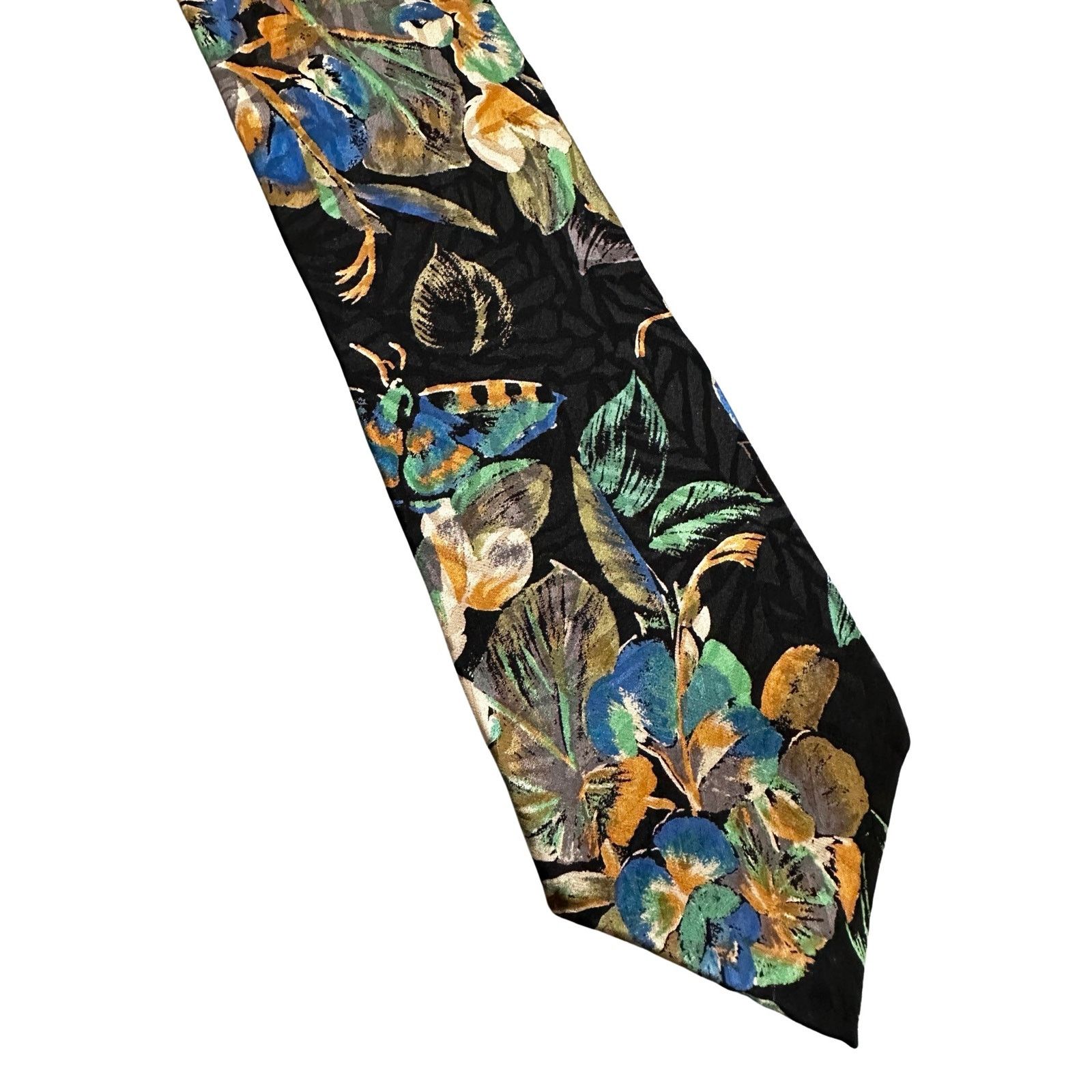 Vintage Vintage JT Beckett Tropical Print Black Silk Wide Necktie Size ONE SIZE - 1 Thumbnail