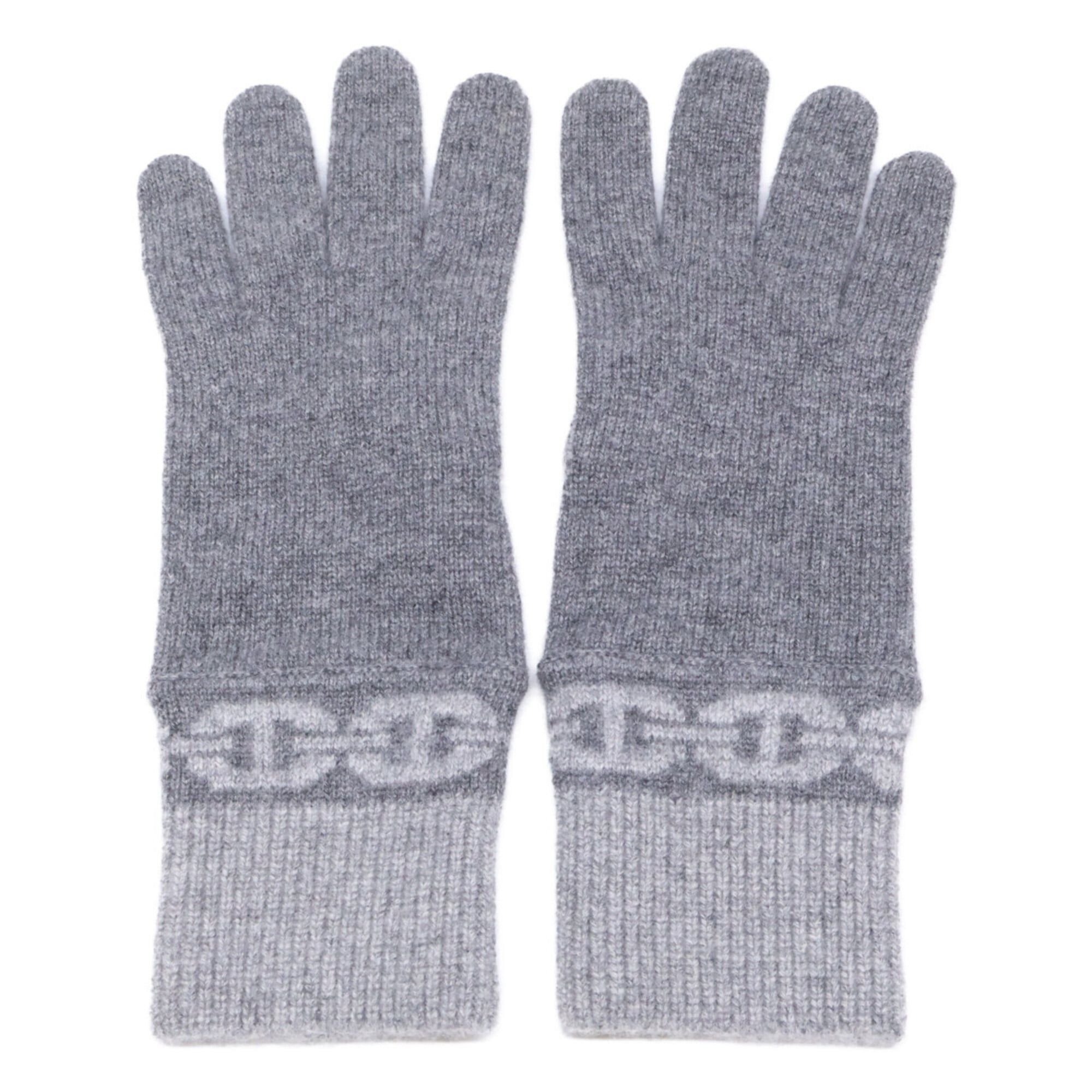 Hermes HERMES Heaven Chaine d'Ancre motif cashmere knit gloves, size M, Charbon flannel, women's. Size ONE SIZE - 1 Thumbnail
