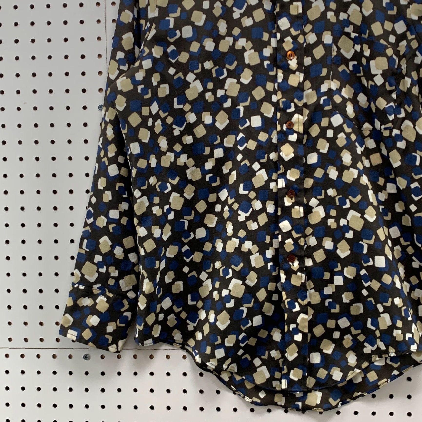 Vintage VINTAGE Presscott Shirt M Adult Blue Black 100% Polyester Crepe Size M Geometric Long Sleeve Button-Up 60s 70s 80s Rockabilly Mens Size US M / EU 48-50 / 2 - 3 Thumbnail