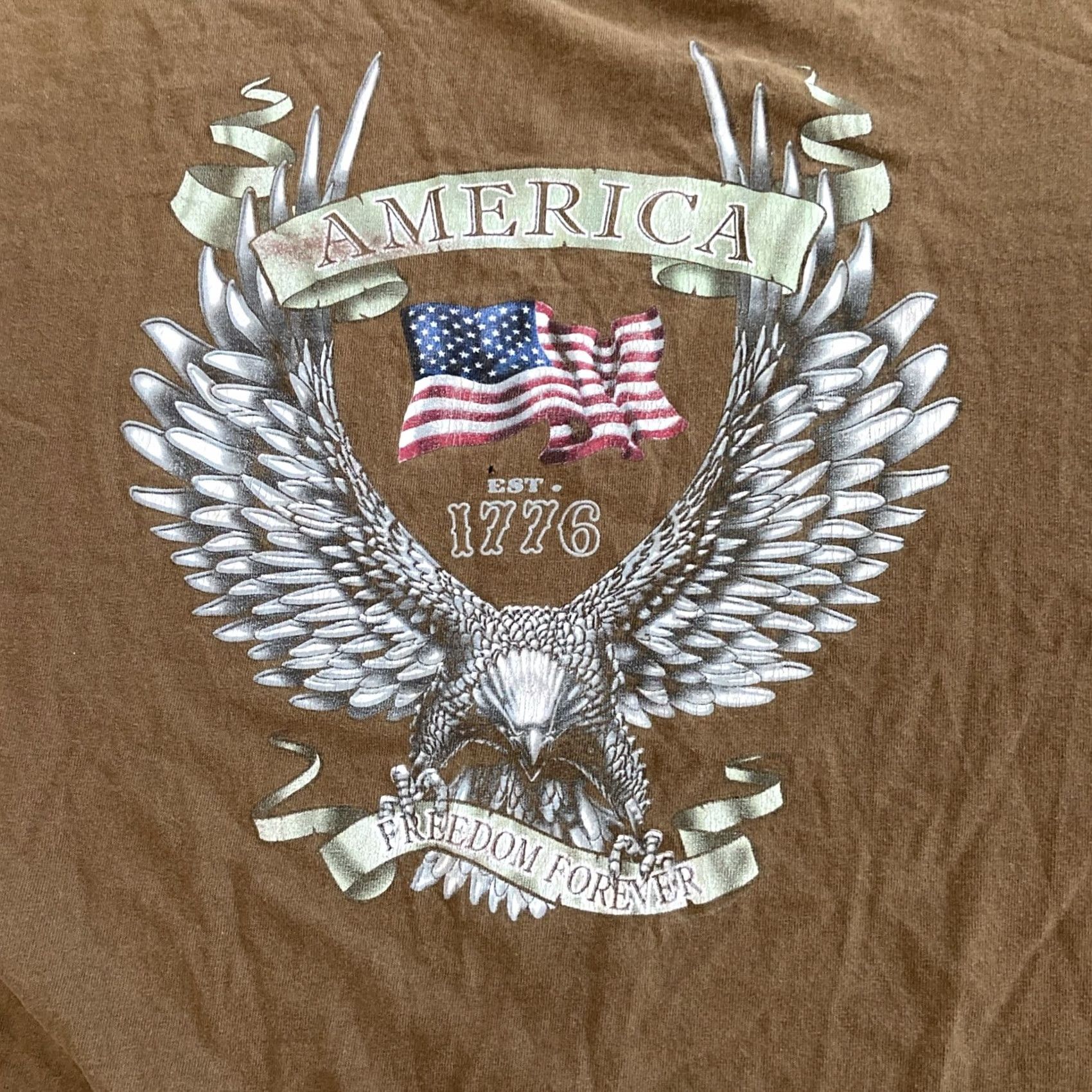 AAA AAA America Freedom Forever Eagle T-Shirt Mens L Brown Patriotic Soldier Size US L / EU 52-54 / 3 - 2 Thumbnail