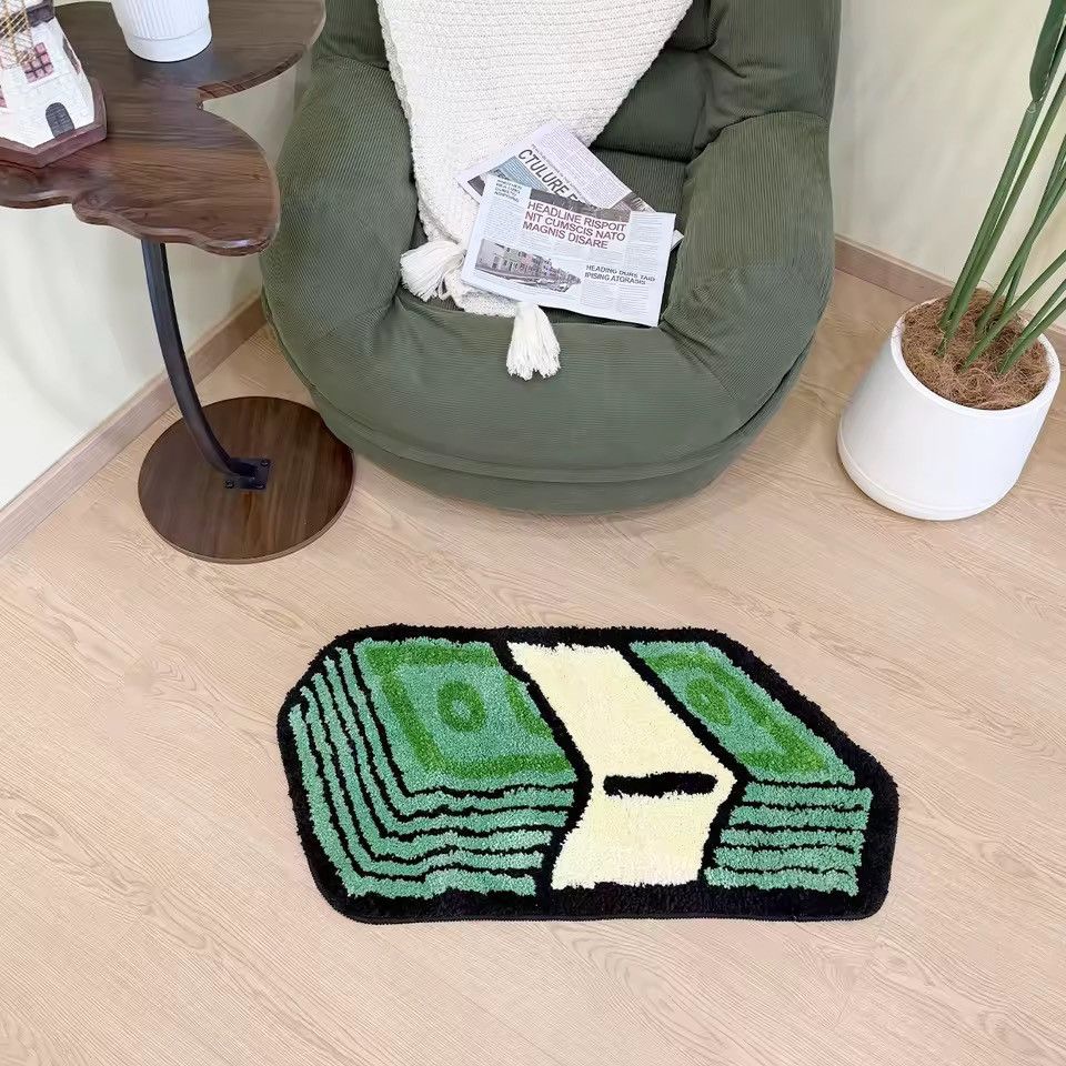 Japanese Brand 80 X 40 cm Cartoon Dollar Green Tufted Rug Size ONE SIZE - 5 Thumbnail