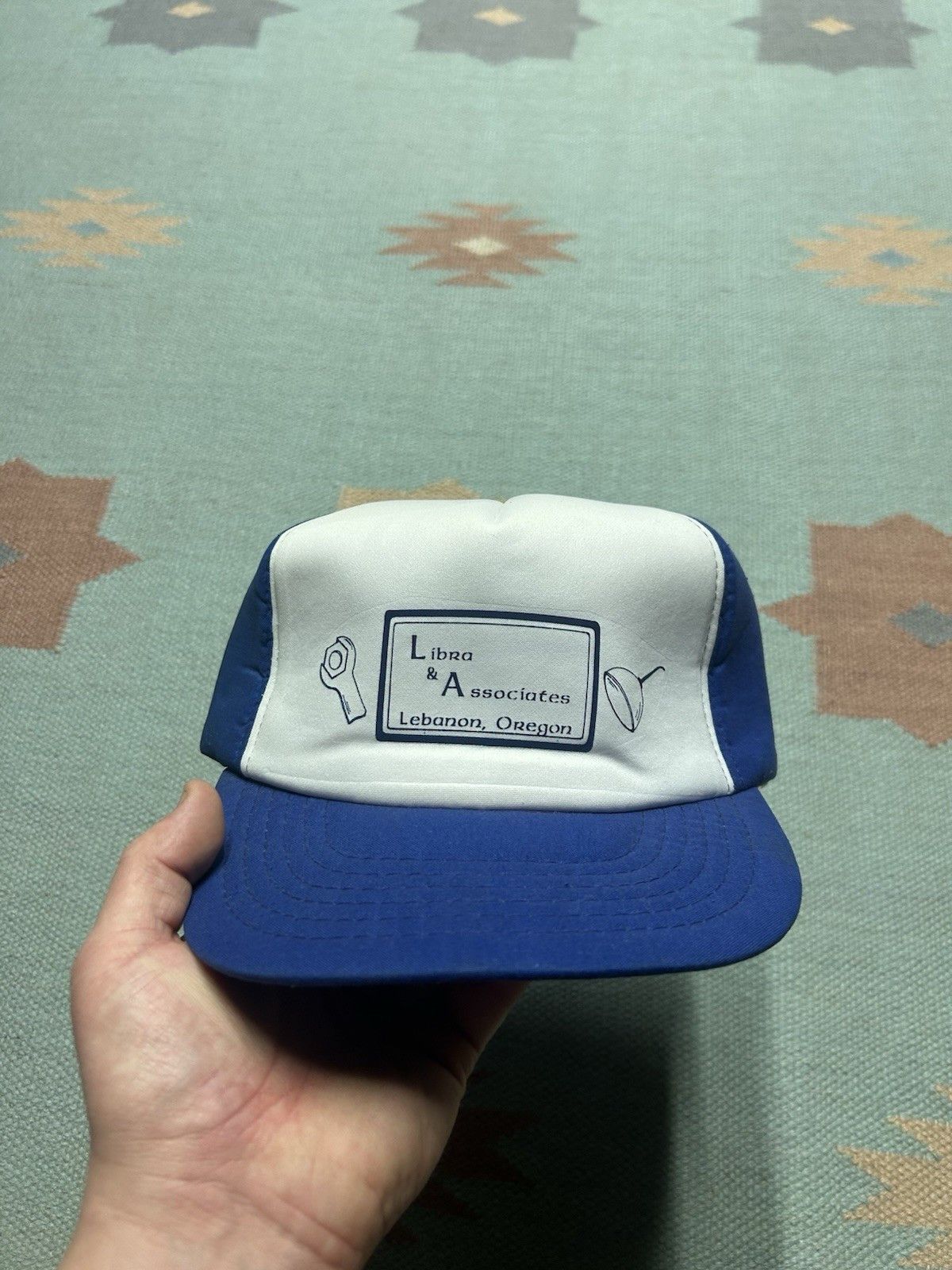 Vintage Vtg SnapBack hat Libra Associates Lebanon Oregon blue white Size ONE SIZE - 2 Thumbnail