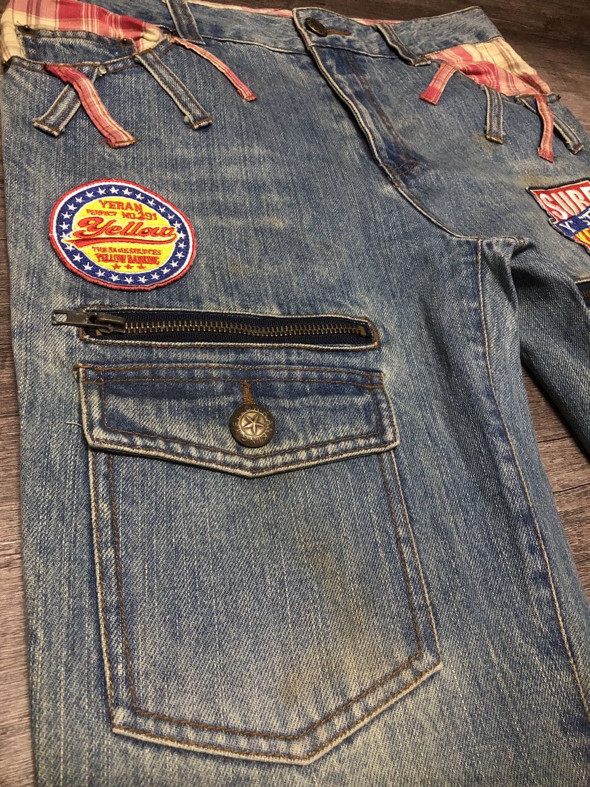 Designer × Hysteric Glamour × Japanese Brand Yellow Ranking Patches Jeans Like Hysteric Glamour Design Size US 31 - 7 Thumbnail