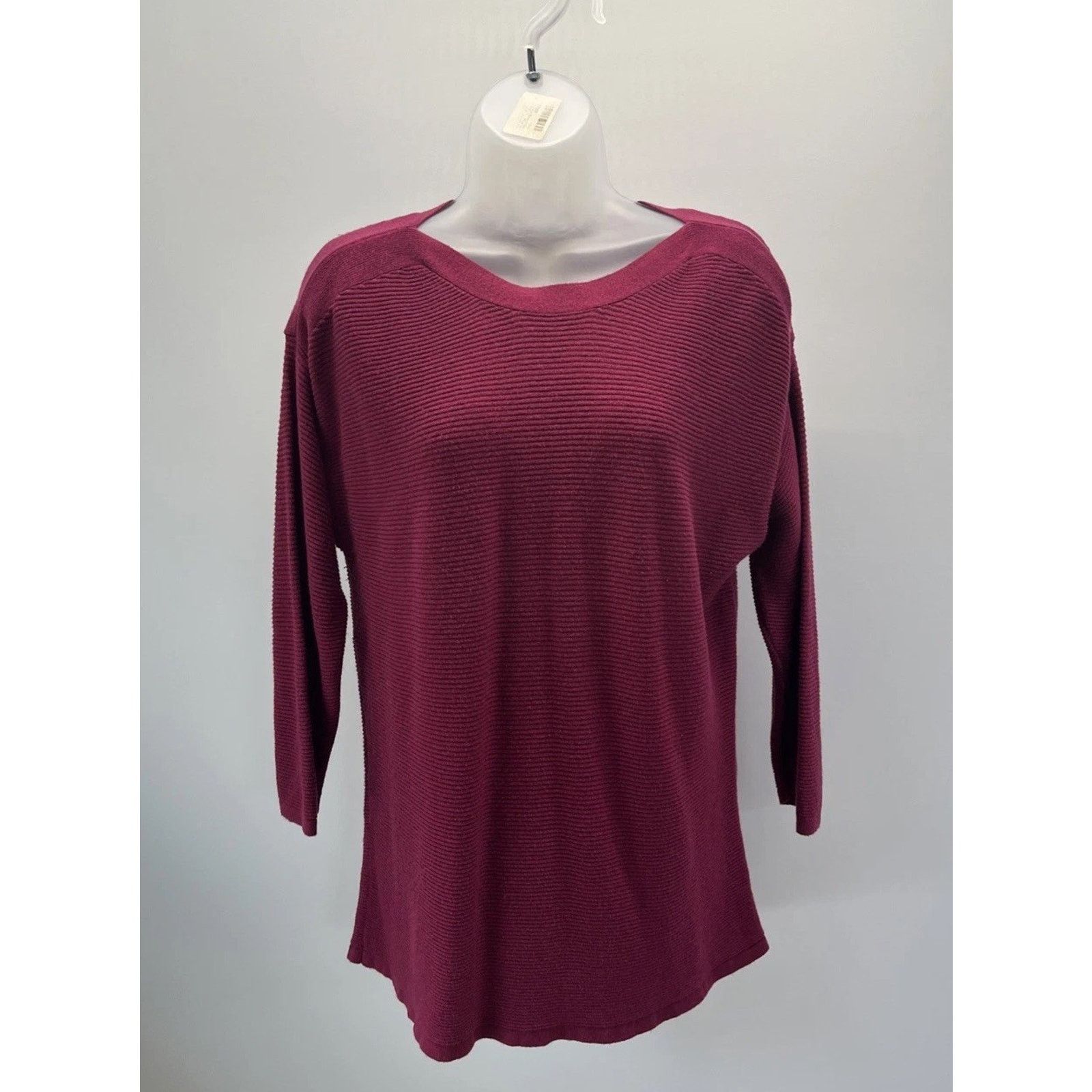 Chicos Chicos Burgundy Wine Textured Stripe Top Blouse Sz 1 M Size M / US 6-8 / IT 42-44 - 1 Thumbnail