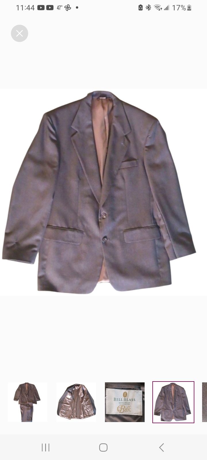 Bill Blass Vintage BILL BLASS SUIT-Grey Tailored via BELK Size 42R - 4 Thumbnail