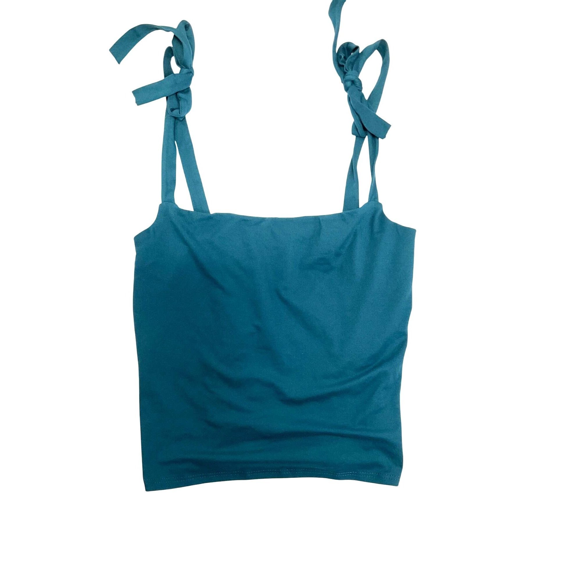Other Teal Tie-Shoulder Tank Top By Gaze Size S Polyester/Spandex Size S / US 4 / IT 40 - 3 Thumbnail