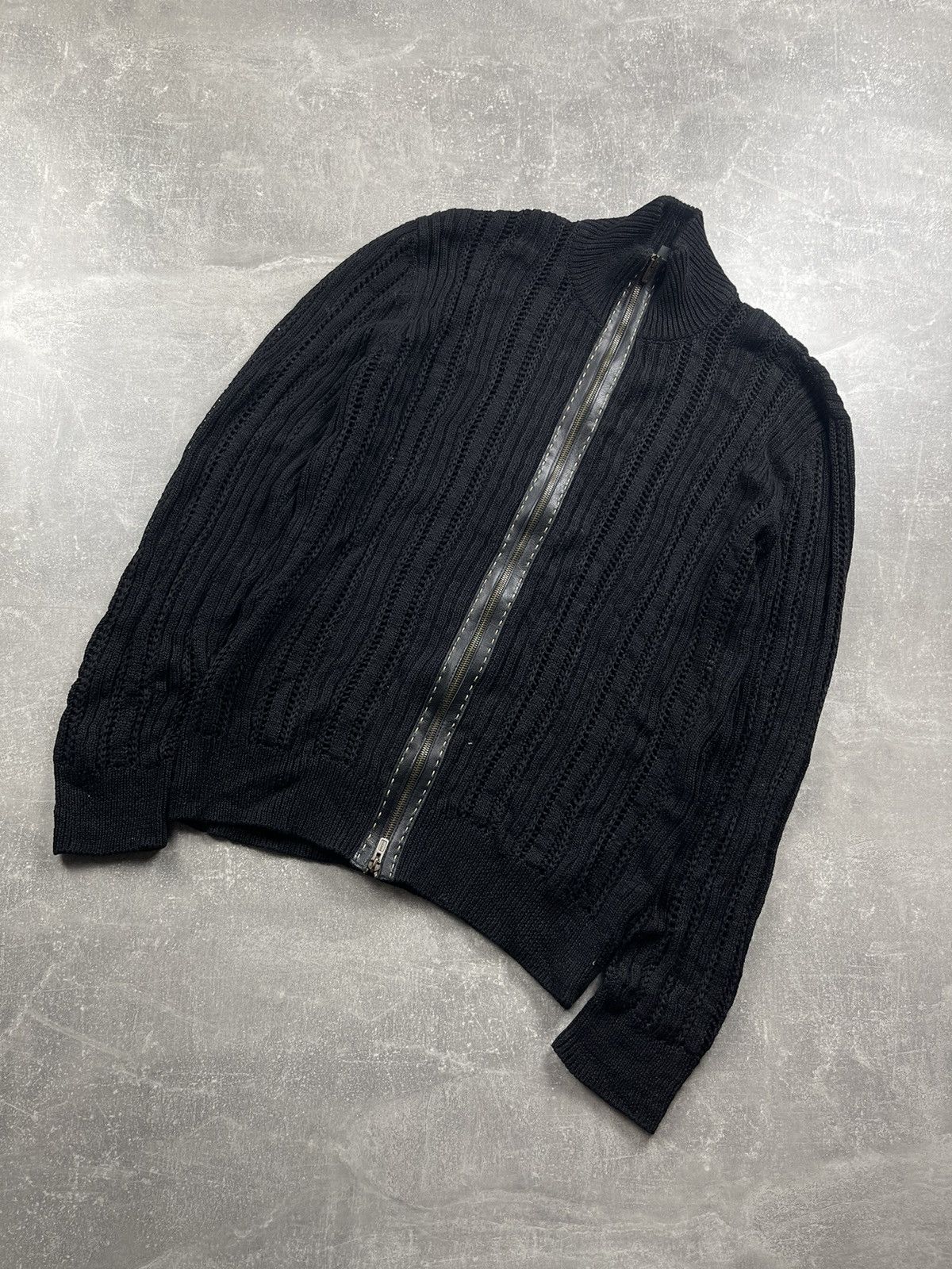 Fendi Fendi Vintage Luxury Ribbed Knit Cotton Zip Cardigan Black Size US M / EU 48-50 / 2 - 1 Thumbnail
