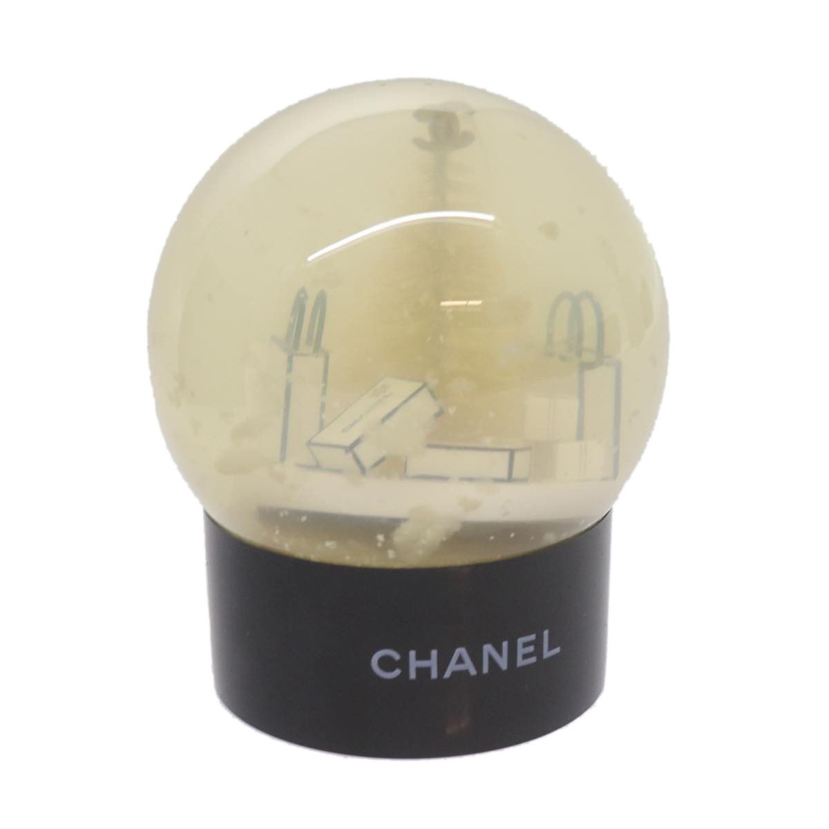 image of Chanel Snow Globe Plastic Black Clear Cc Auth Bs12466 in Black/Clear, Women's