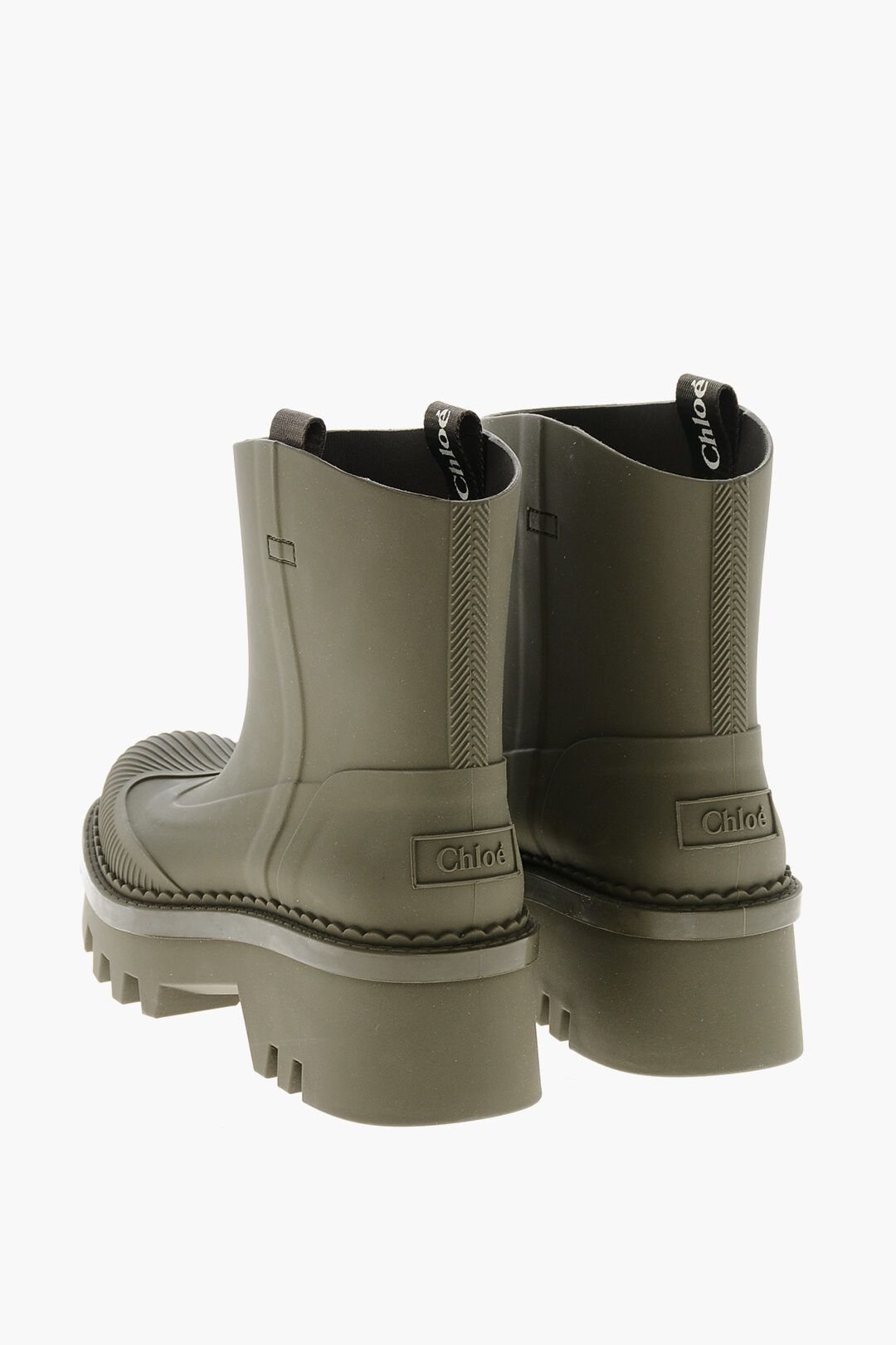 Chloe og1mm1125 Rubber Solid Color Booties in Green Size US 8 / IT 38 - 3 Thumbnail