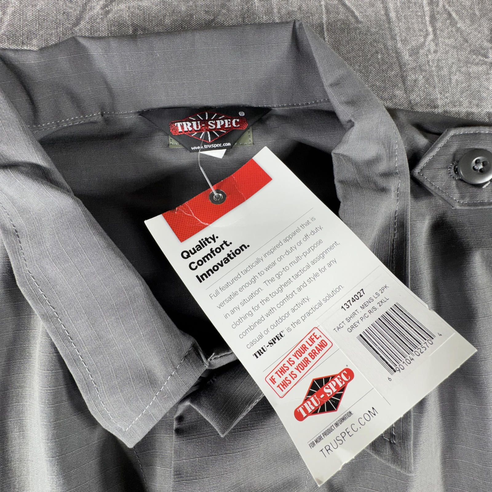 Tru-Spec Tru-Spec Shirt Men's 2XL Long Grey Tactical Front Pocket NEW Size ONE SIZE - 2 Thumbnail